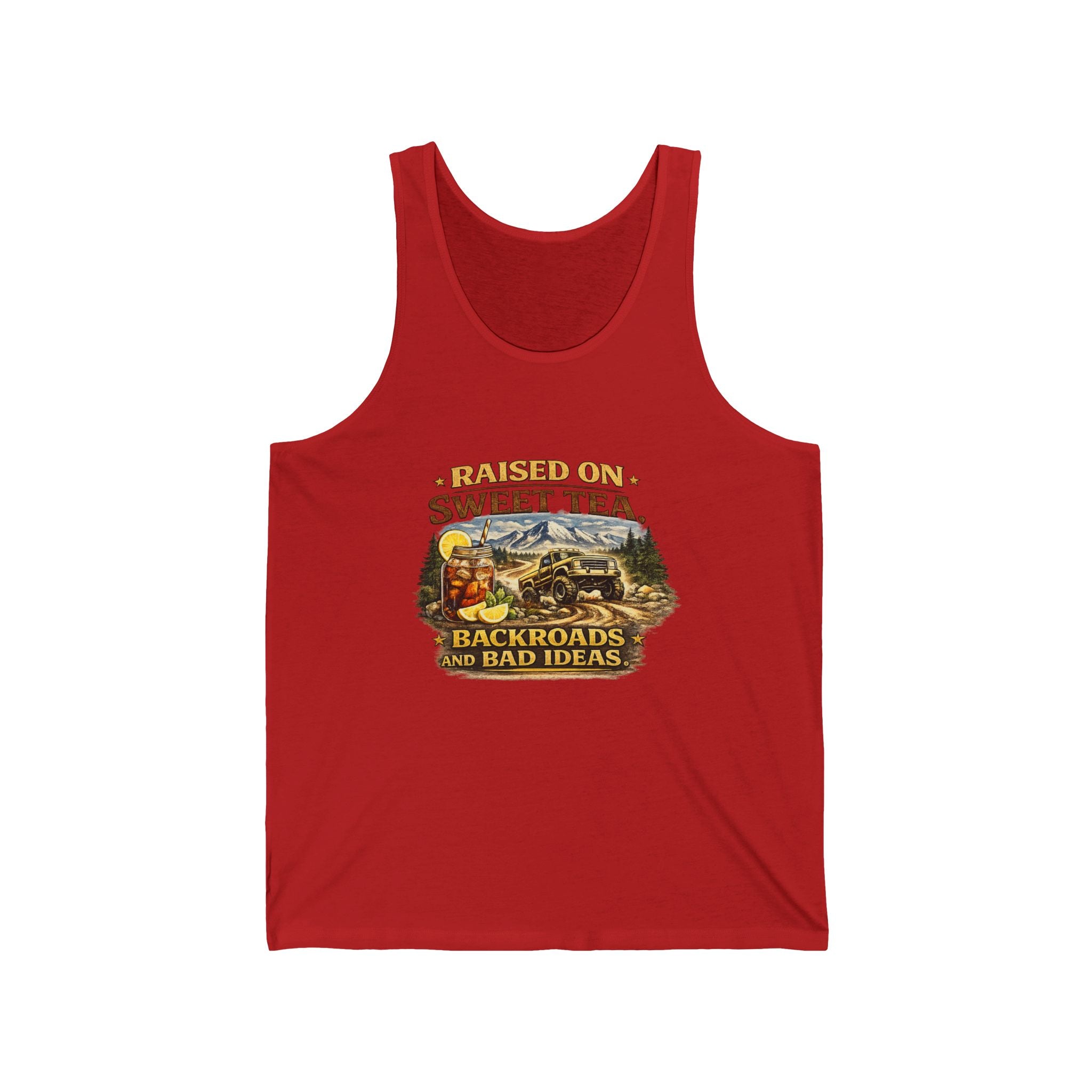 Raised on Sweet Tea Tank Top – Backroads & Bad Ideas Vintage Country Graphic Tank