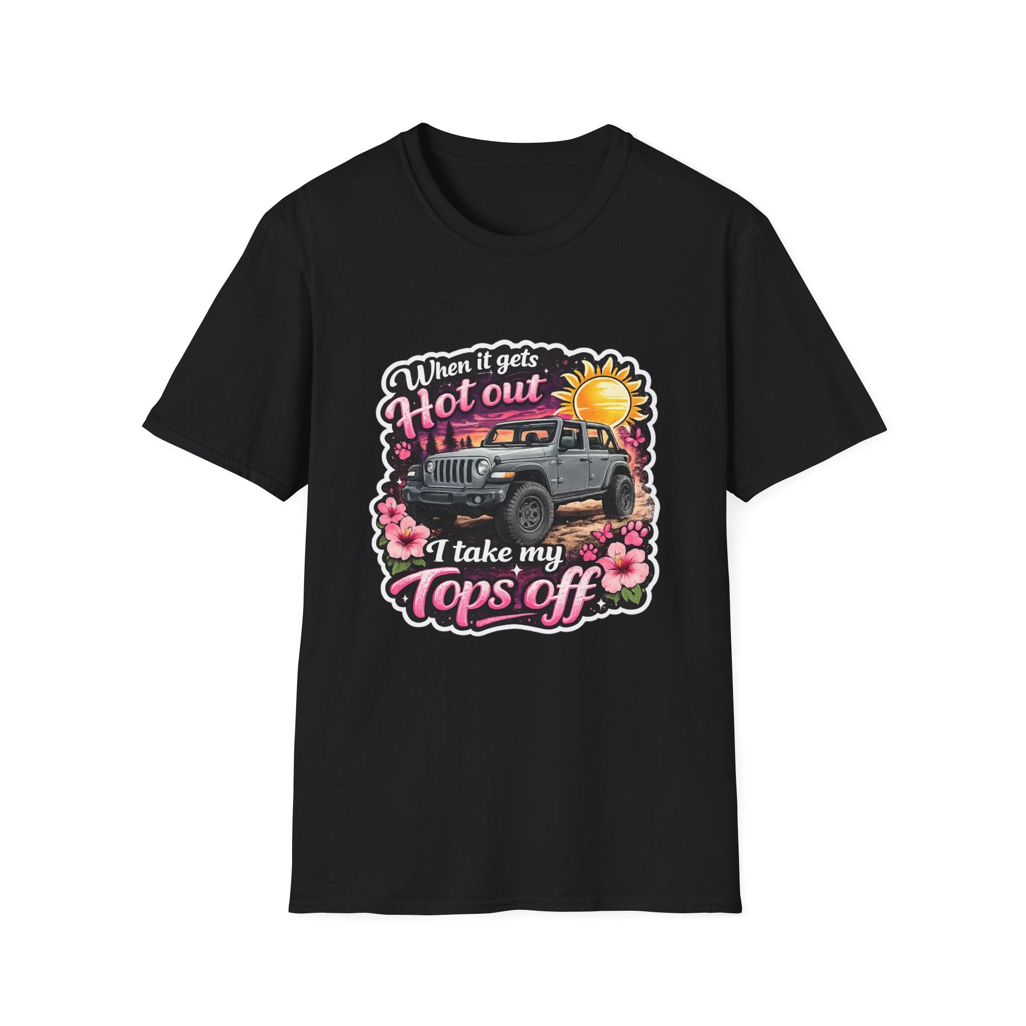 When It Gets Hot Out Jeep (Pink) Unisex Softstyle T-Shirt