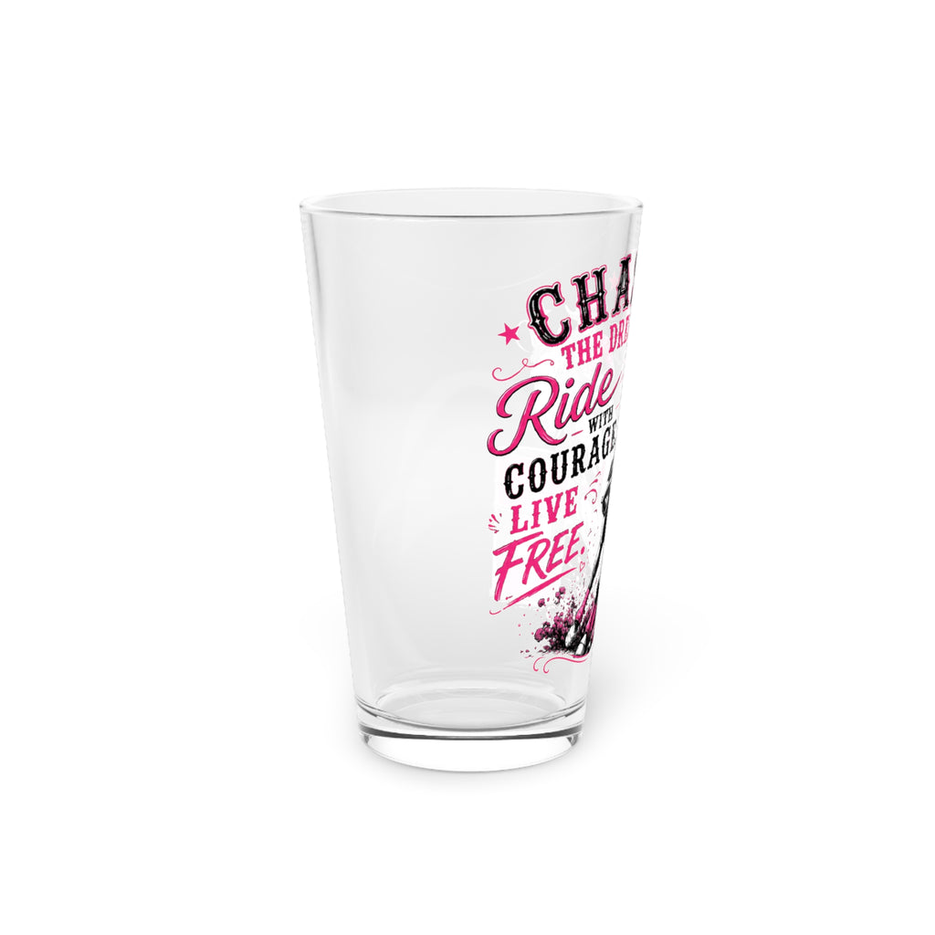 Chase the Dream Horse Pink Pint Glass, 16oz