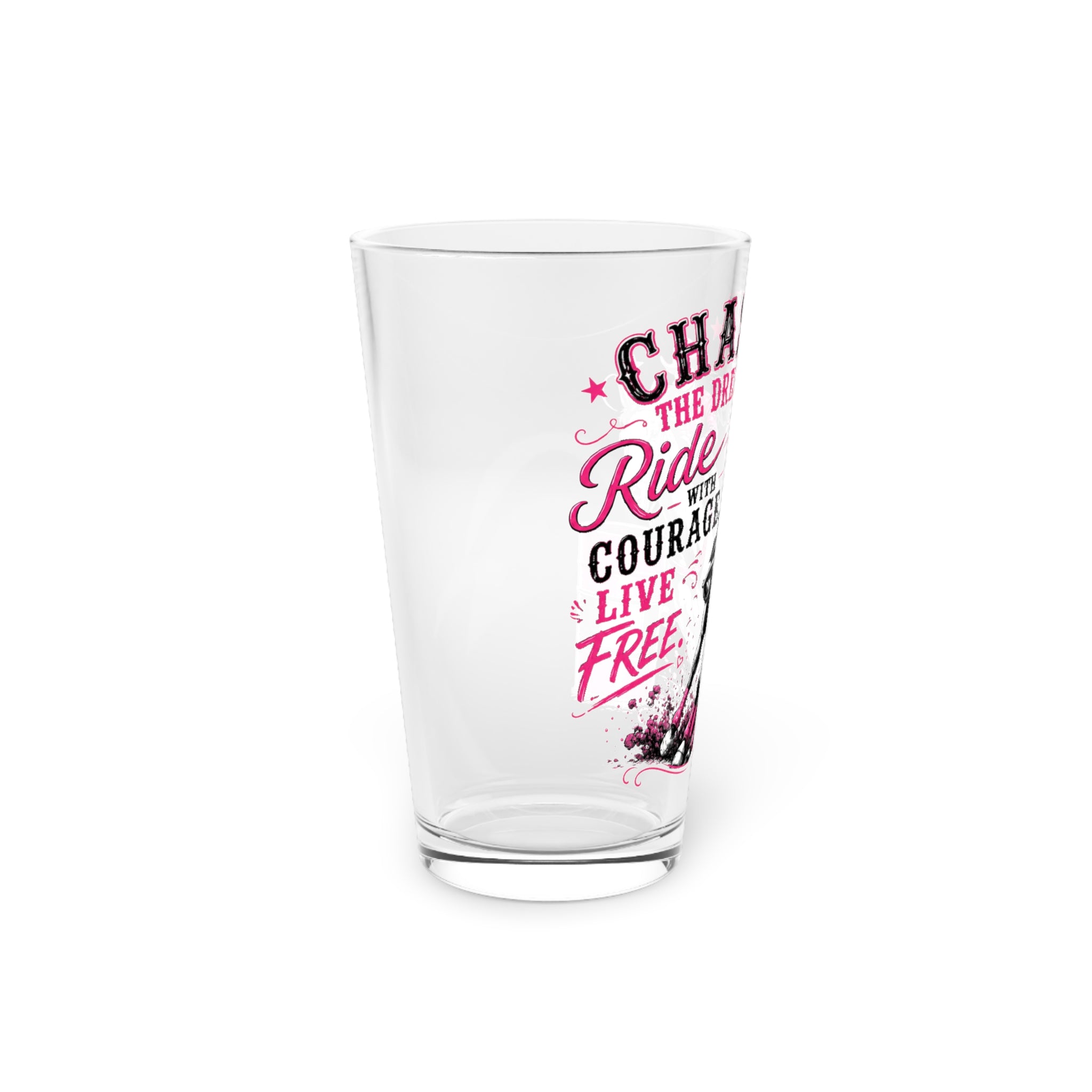 Chase the Dream Horse Pink Pint Glass, 16oz