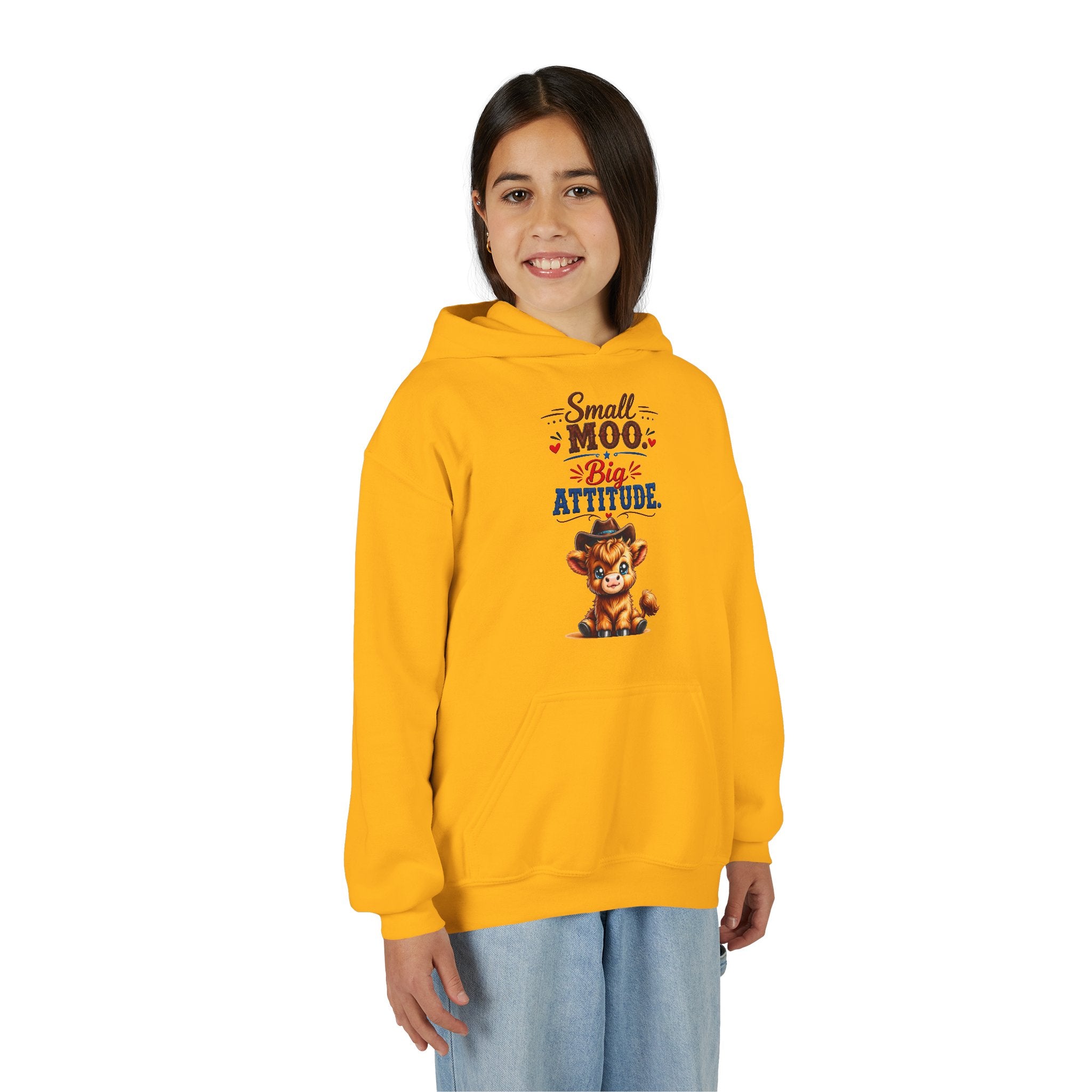 Small Moo Big Attitude Youth Heavy Blend Hooded Sweatshirt