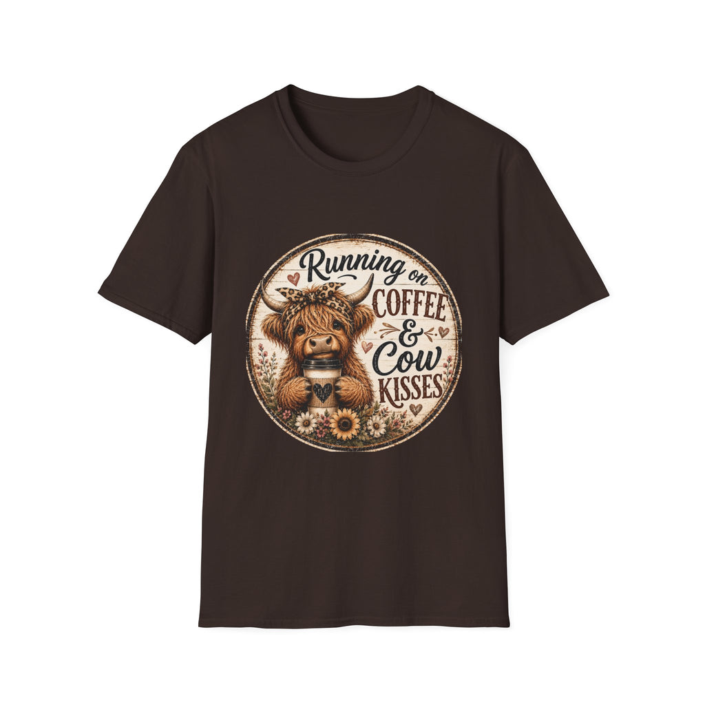 Running on Coffee & Cow Kisses - Unisex Softstyle T-Shirt