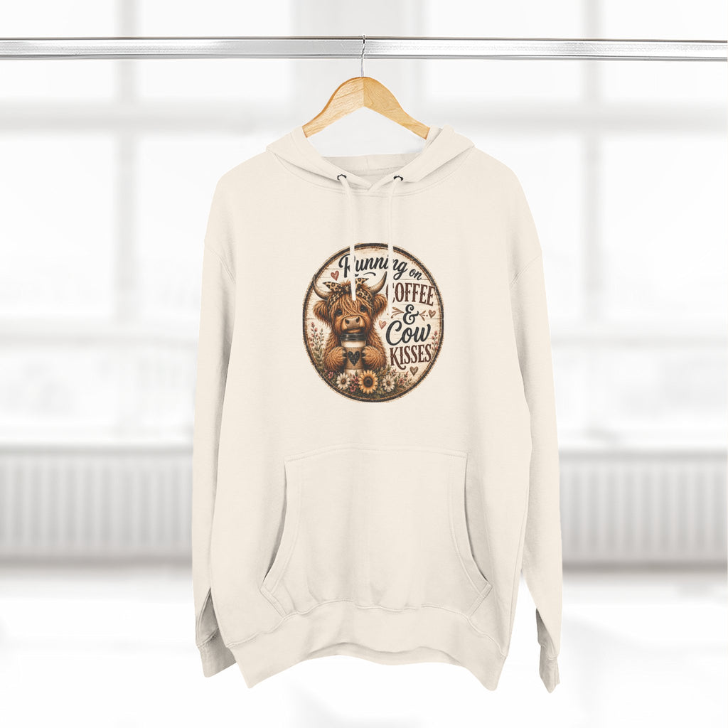 Running on Coffee & Cow Kisses Three-Panel Fleece Hoodie