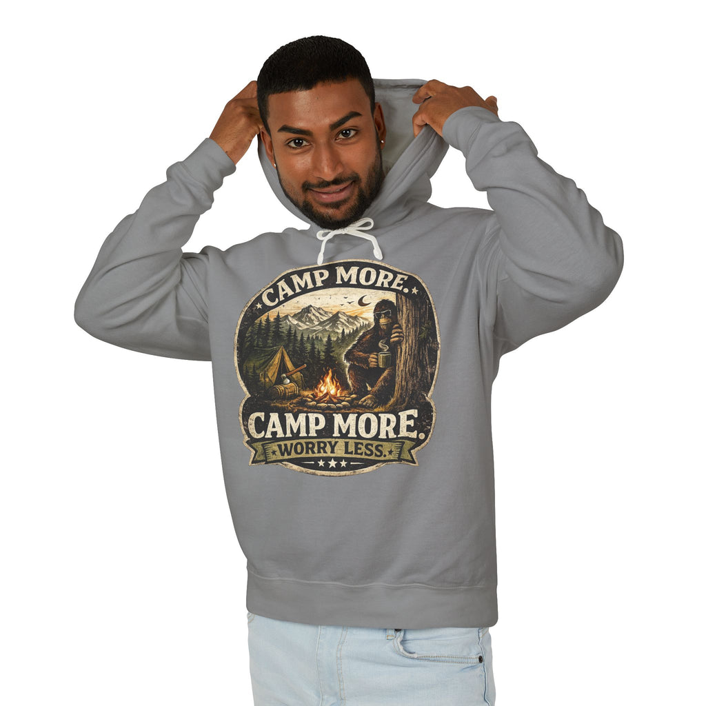 Camp More Worry Less Bigfoot Hooded Sweatshirt