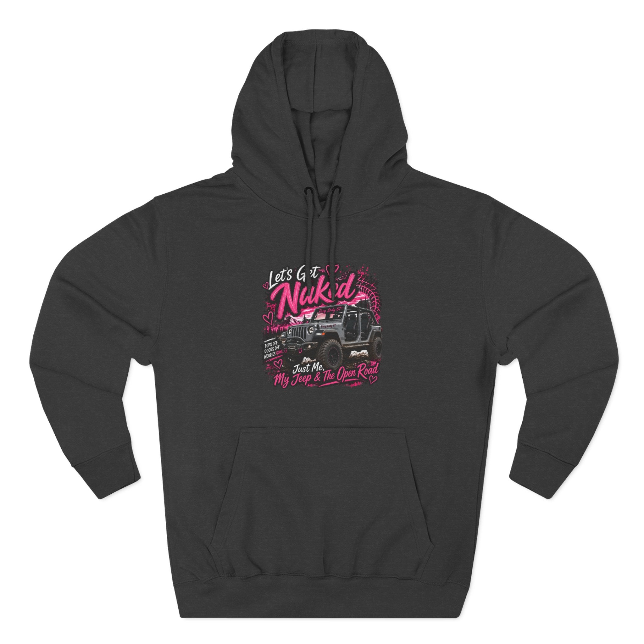 Jeep 'Let's Get Naked' Graphic Hoodie — (Pink) Off-Road Adventure Pullover