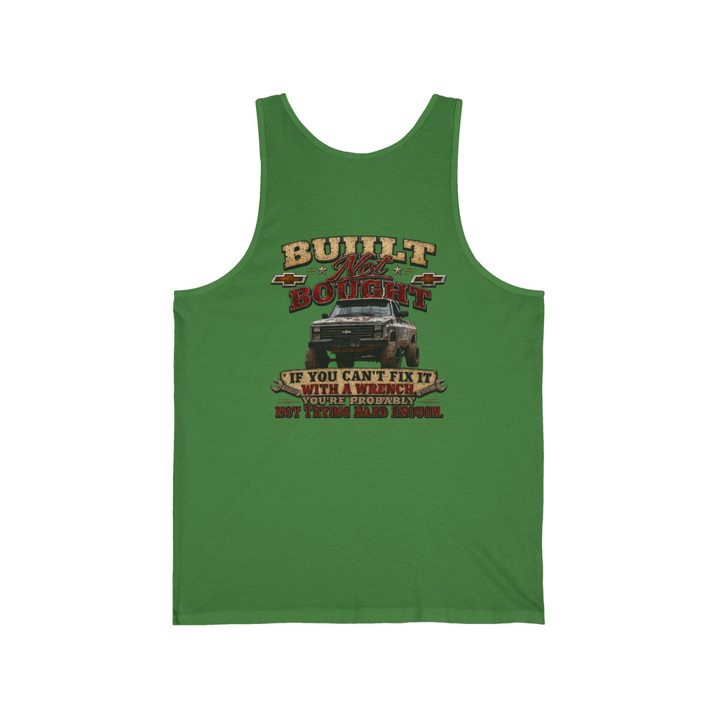 Truck Mechanic Tank Top — "Built Not Bought" Vintage Semi-Truck Graphic