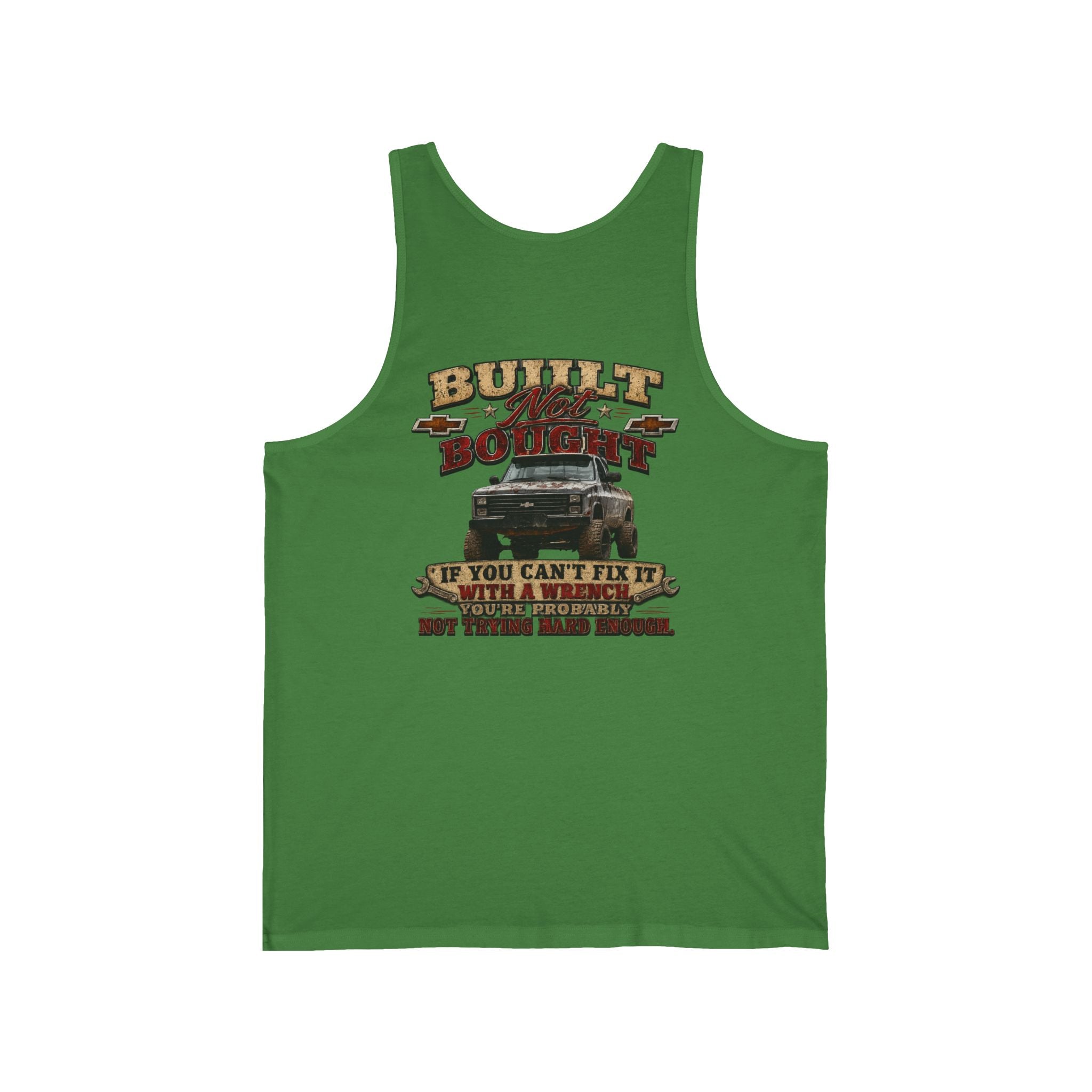 Truck Mechanic Tank Top — "Built Not Bought" Vintage Semi-Truck Graphic