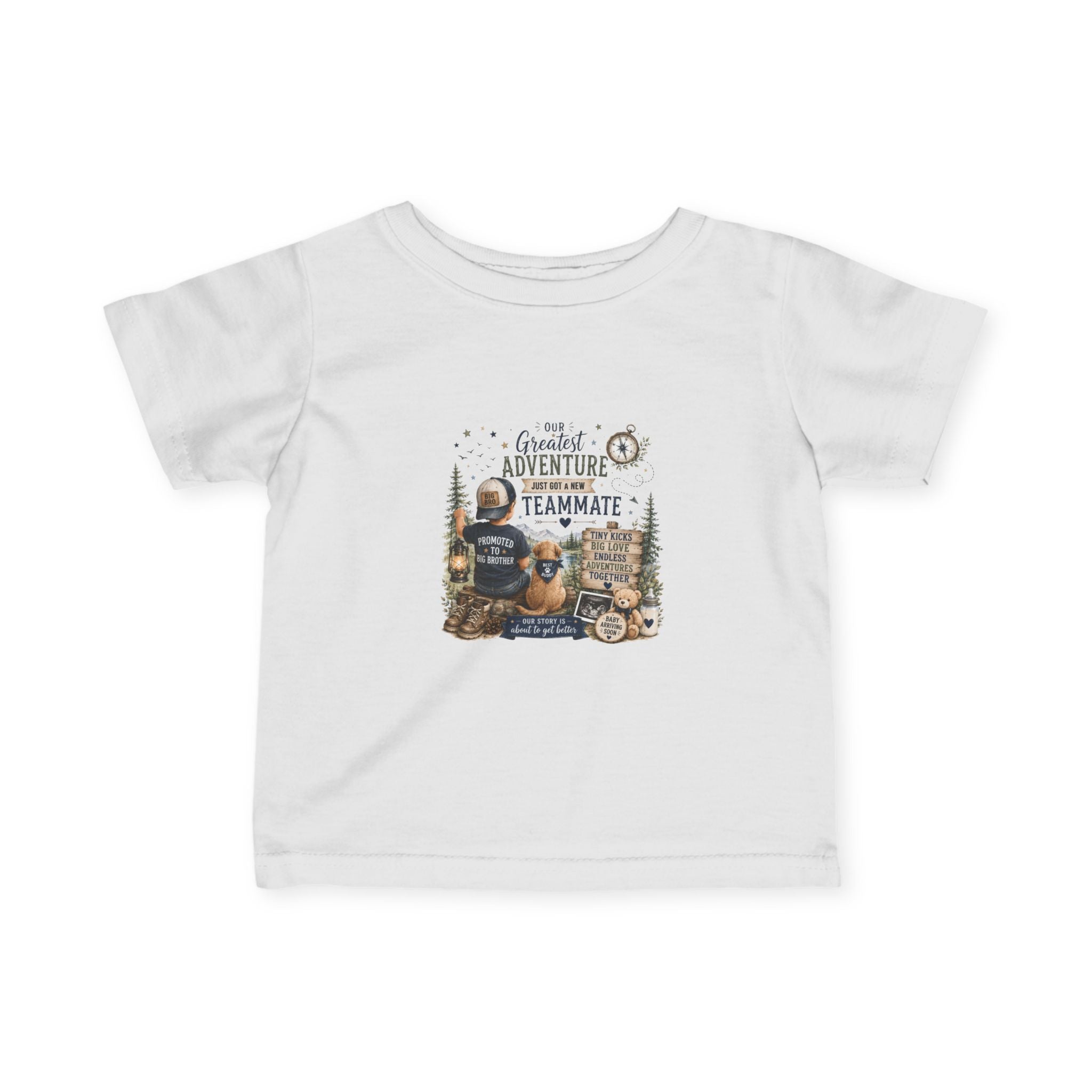 “Little Adventure Teammate” Woodland Bear Baby Shirt – Infant Tee