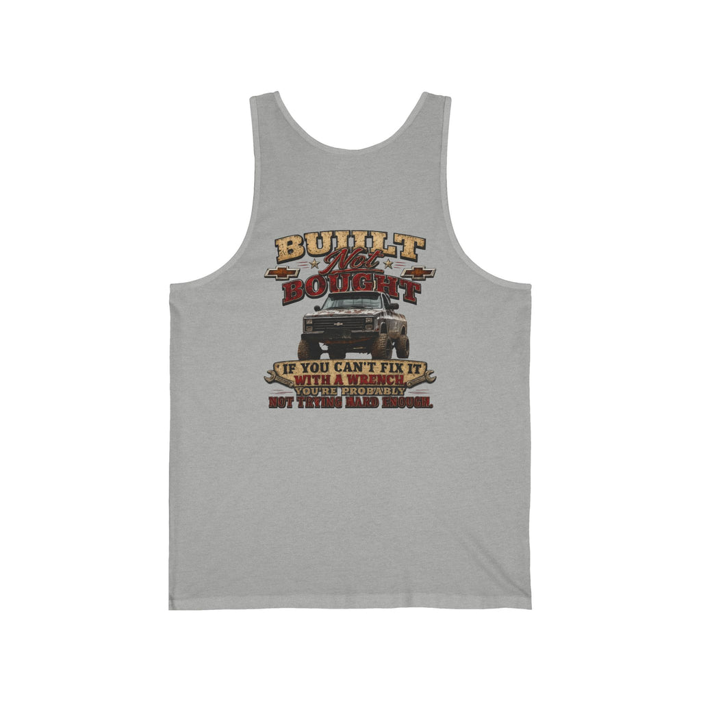 Truck Mechanic Tank Top — "Built Not Bought" Vintage Semi-Truck Graphic