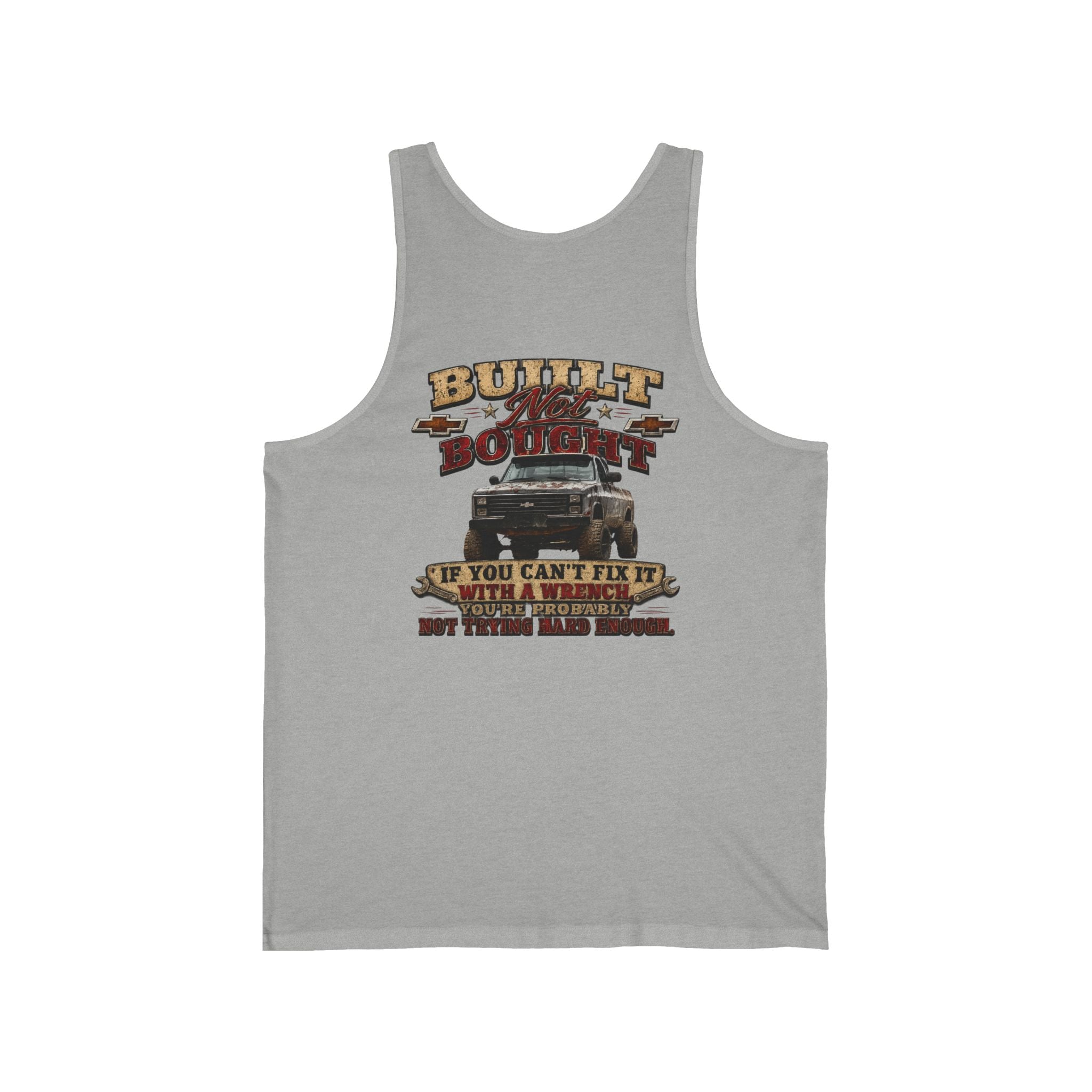 Truck Mechanic Tank Top — "Built Not Bought" Vintage Semi-Truck Graphic