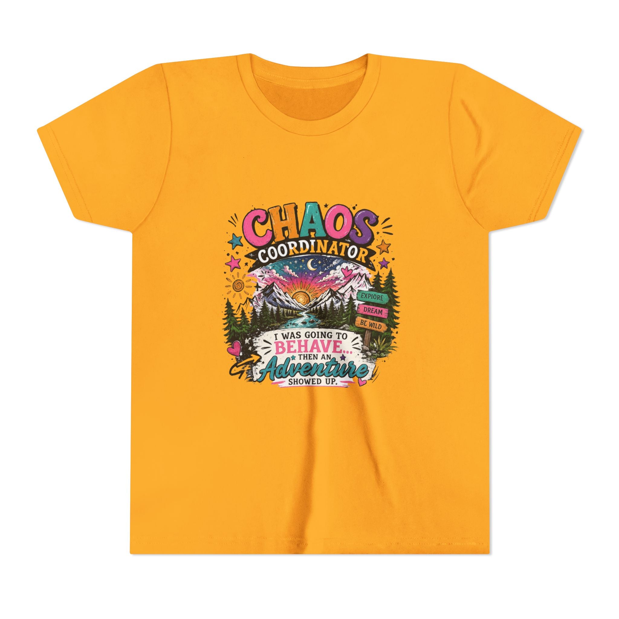 Chaos Coordinator Kids T-Shirt – I Was Going To Behave But Then Adventure Showed Up Graphic Tee