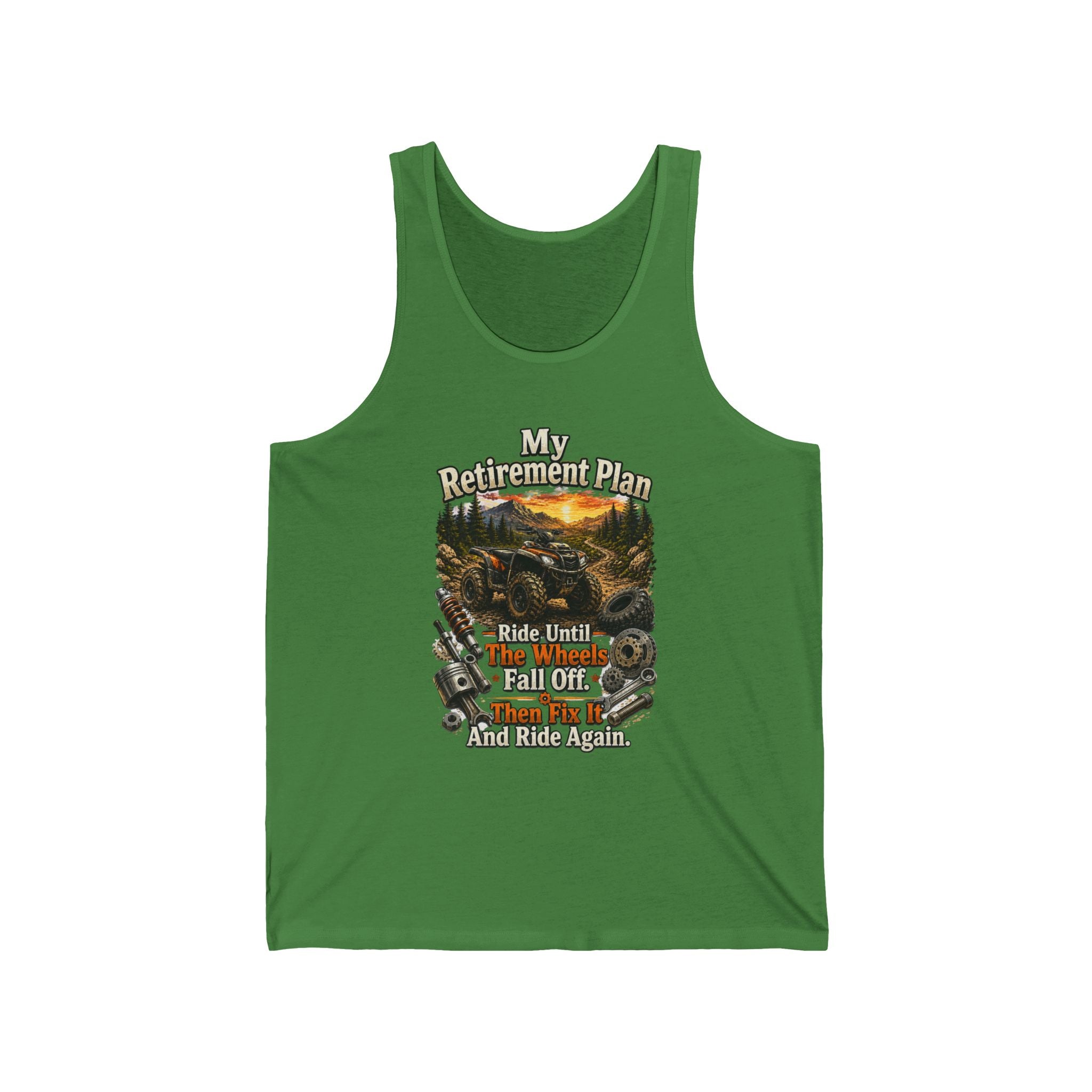 "My Retirement Plan: Ride Until I Fall Off...and Ride Again" — Motorcycle Retirement Tank Top