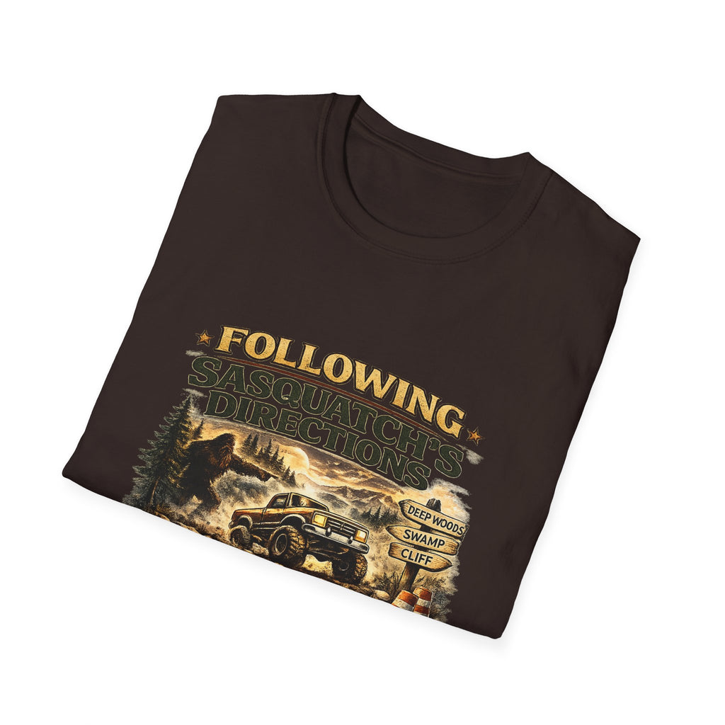 Sasquatch Directions T-Shirt — "Following Sasquatch's Directions" Graphic Tee