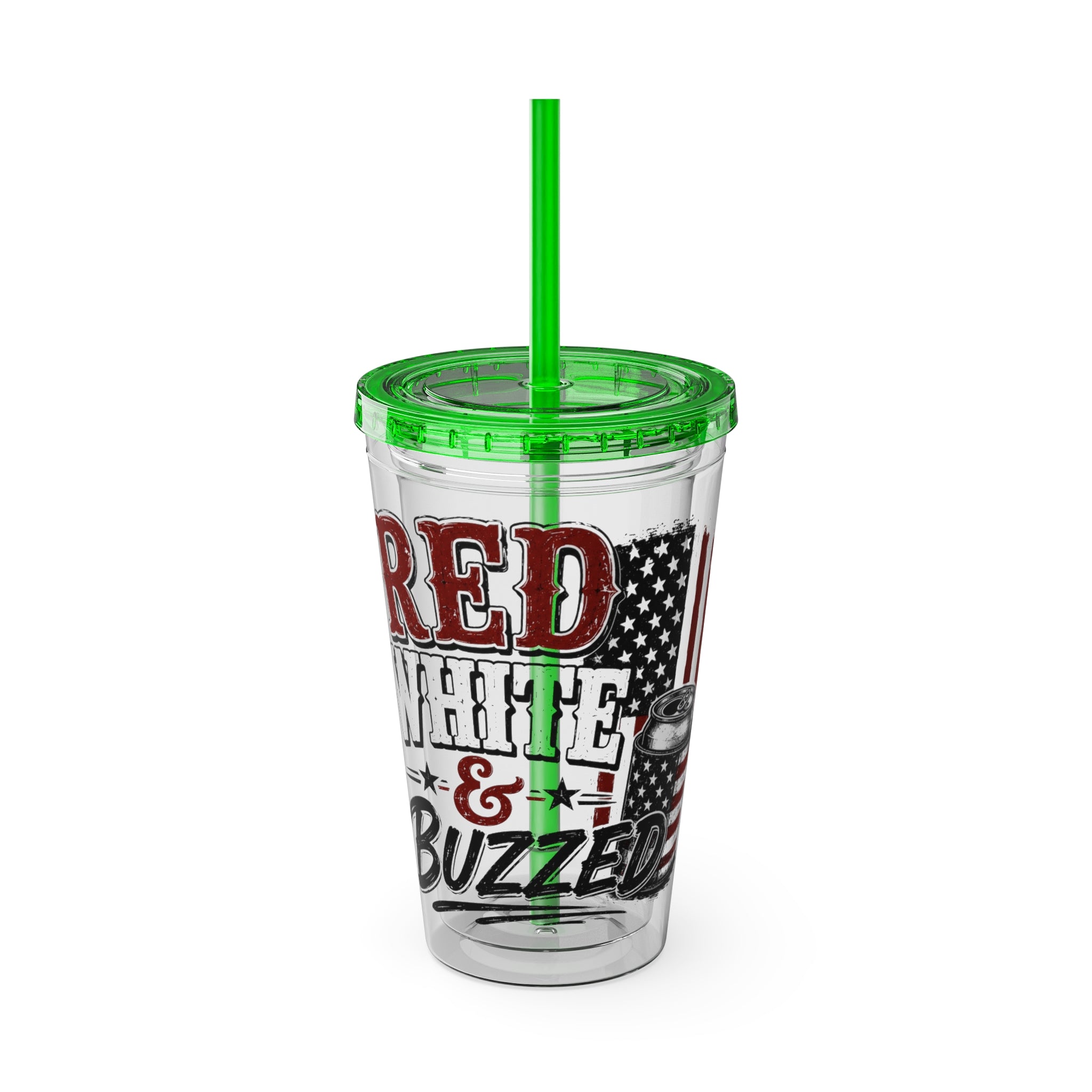 Red, White & Buzzed Sunsplash Tumbler with Straw, 16oz