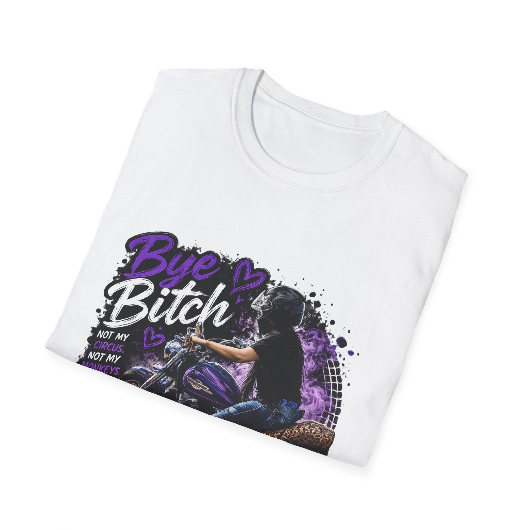 T‑Shirt "Bue Bitch" Purple Motorcycle Design – Biker Babe Graphic