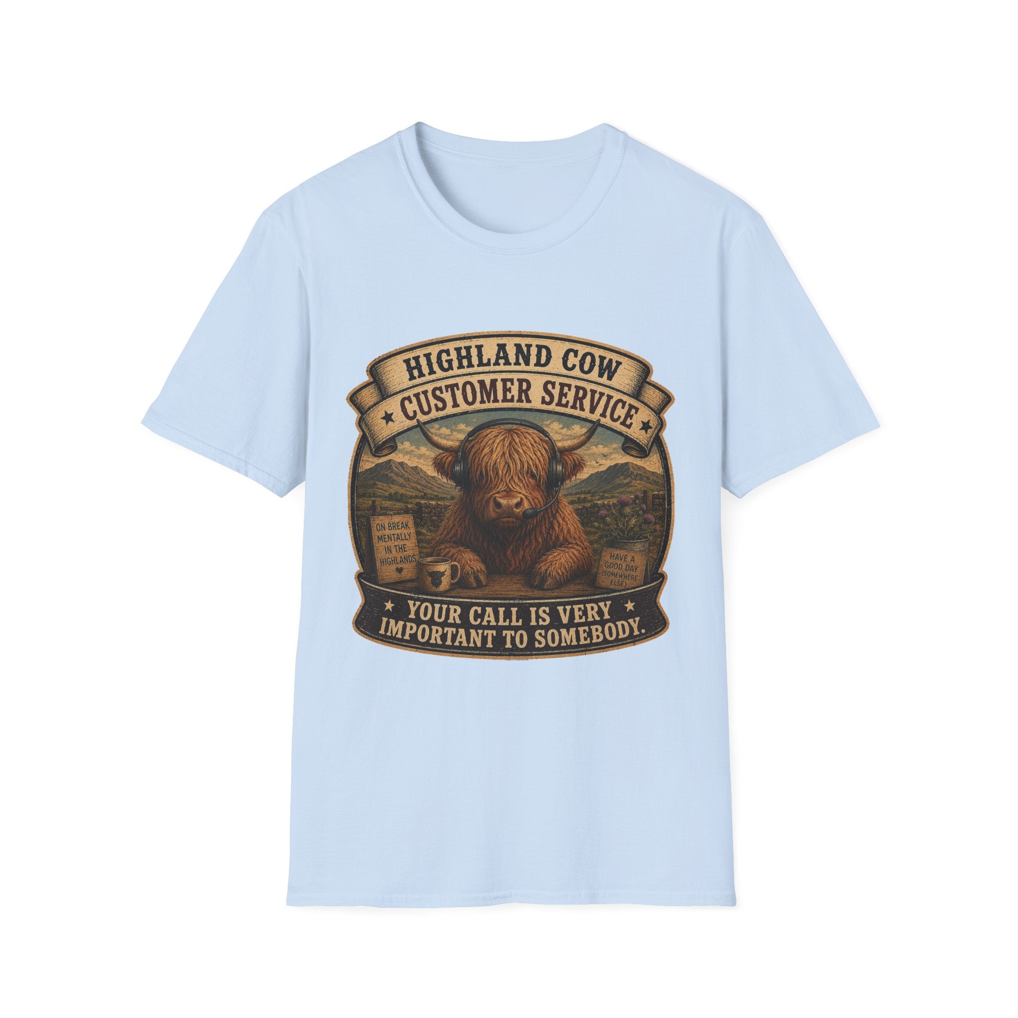 Highland Cow Customer Service Unisex Softstyle T-Shirt