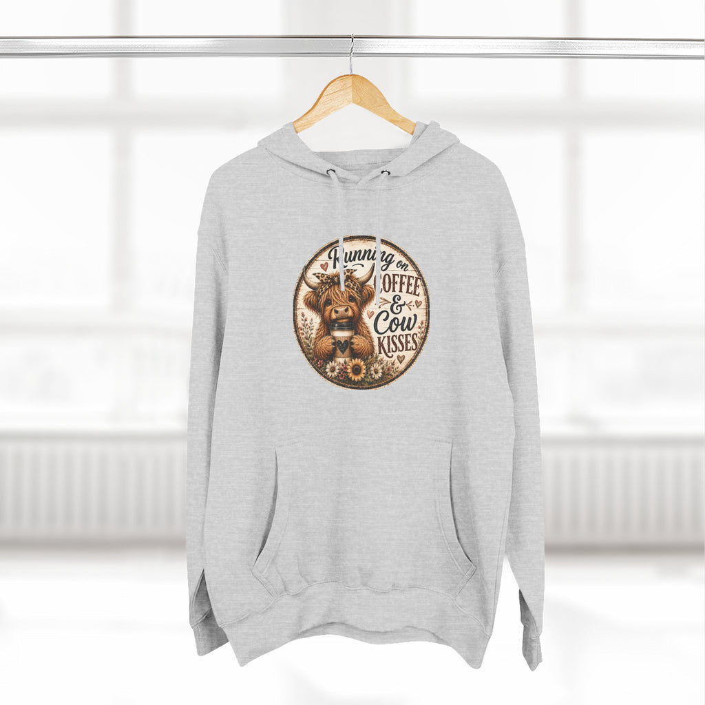 Running on Coffee & Cow Kisses Three-Panel Fleece Hoodie