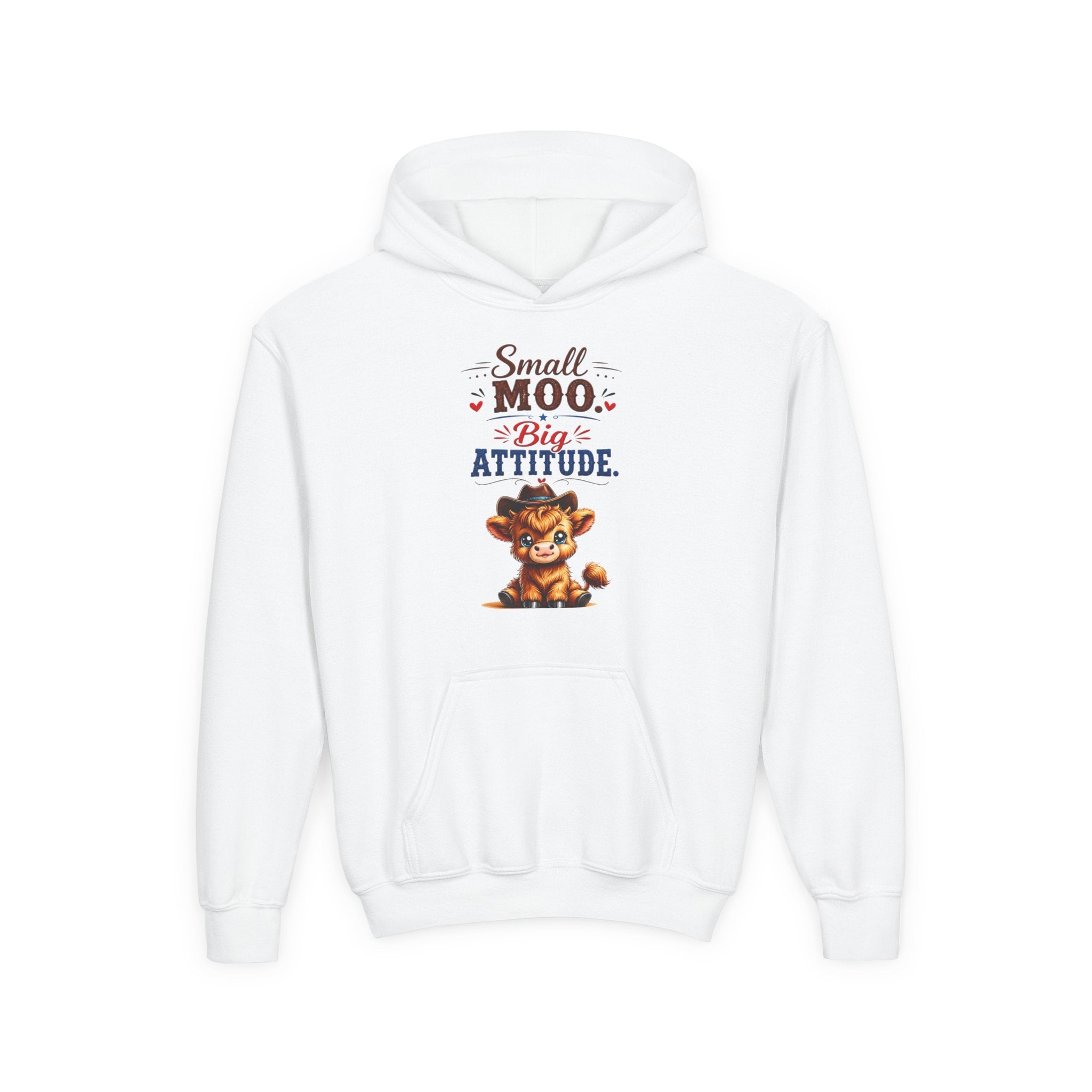 Small Moo Big Attitude Youth Heavy Blend Hooded Sweatshirt