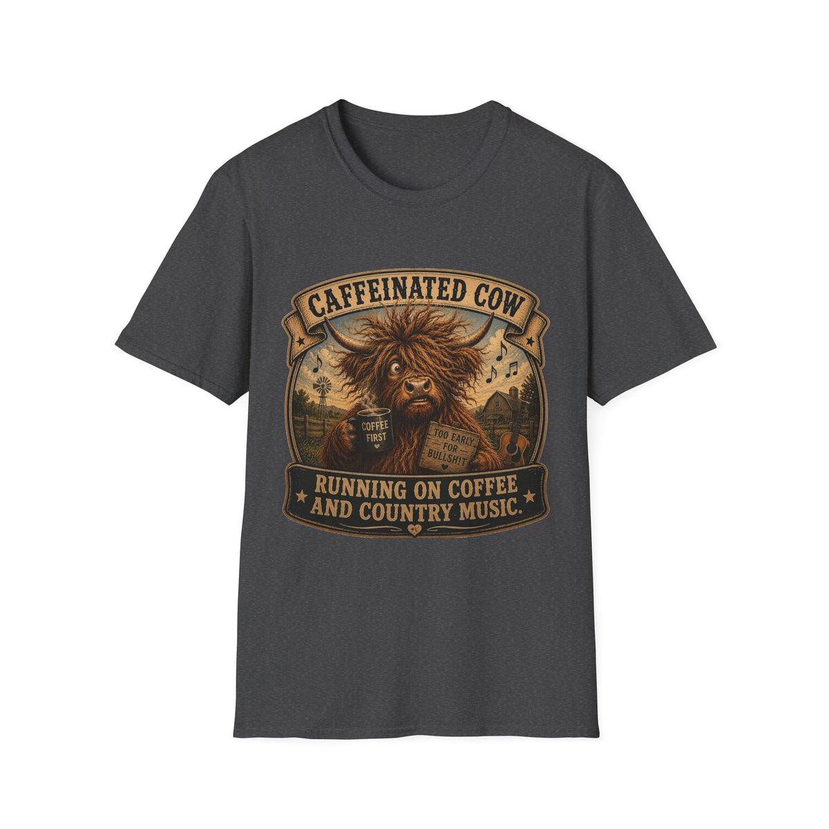 Caffeinated Cow Unisex Softstyle T-Shirt