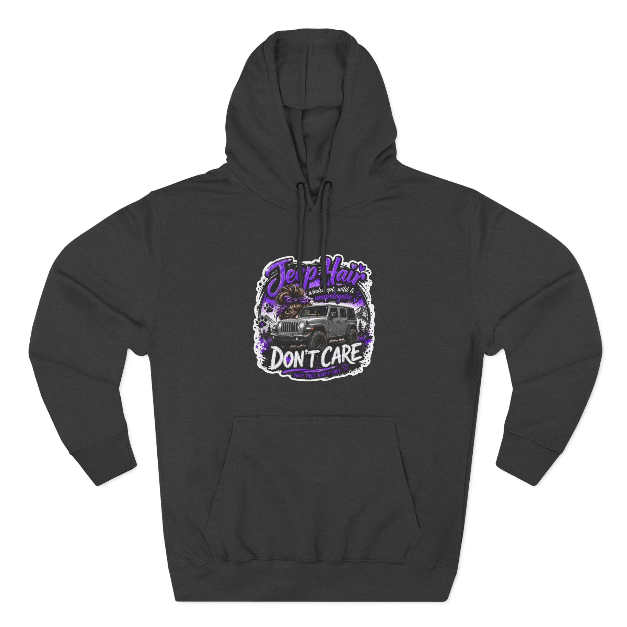 Jeep Hair Don't Care (Purple) Three-Panel Fleece Hoodie