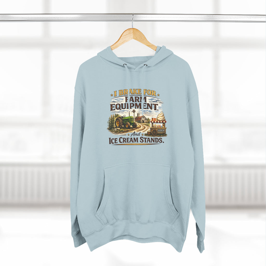 Farm Equipment & Ice Cream Stands Hoodie - Vintage Country Farming Graphic Hoodie