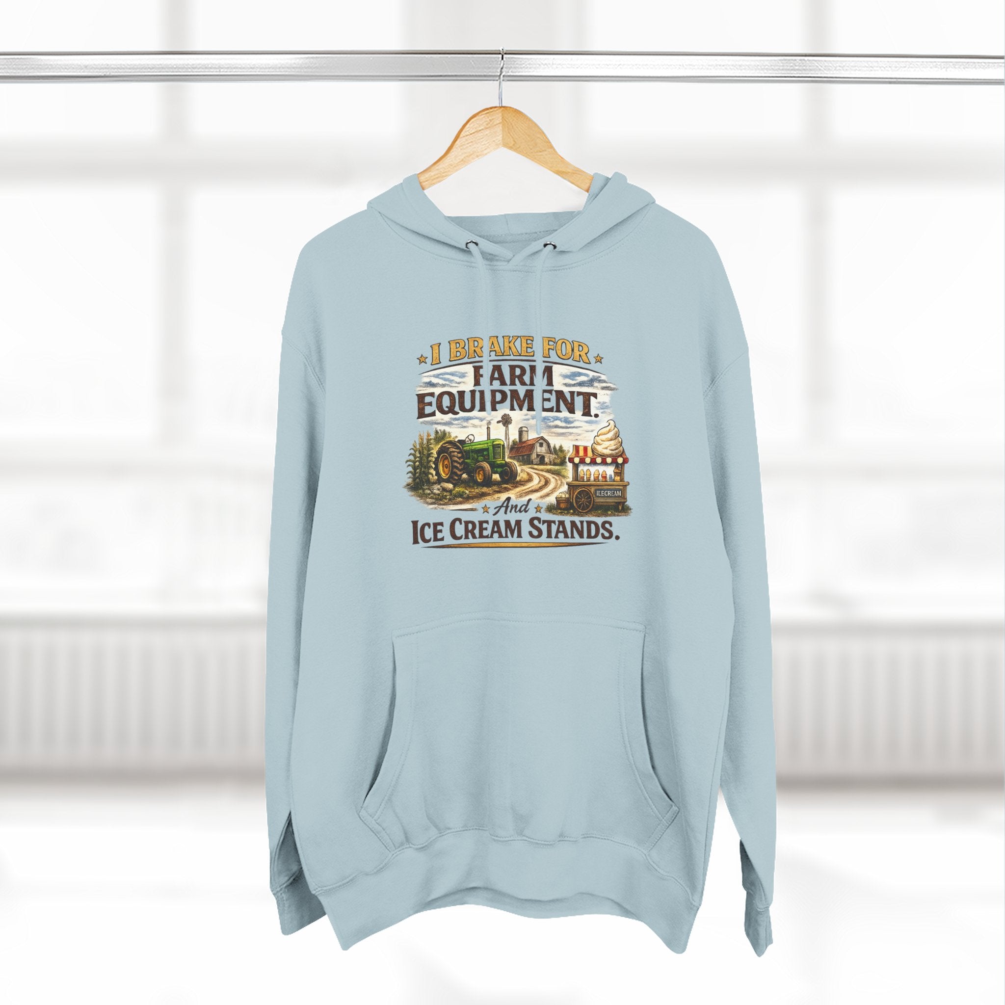 Farm Equipment & Ice Cream Stands Hoodie - Vintage Country Farming Graphic Hoodie