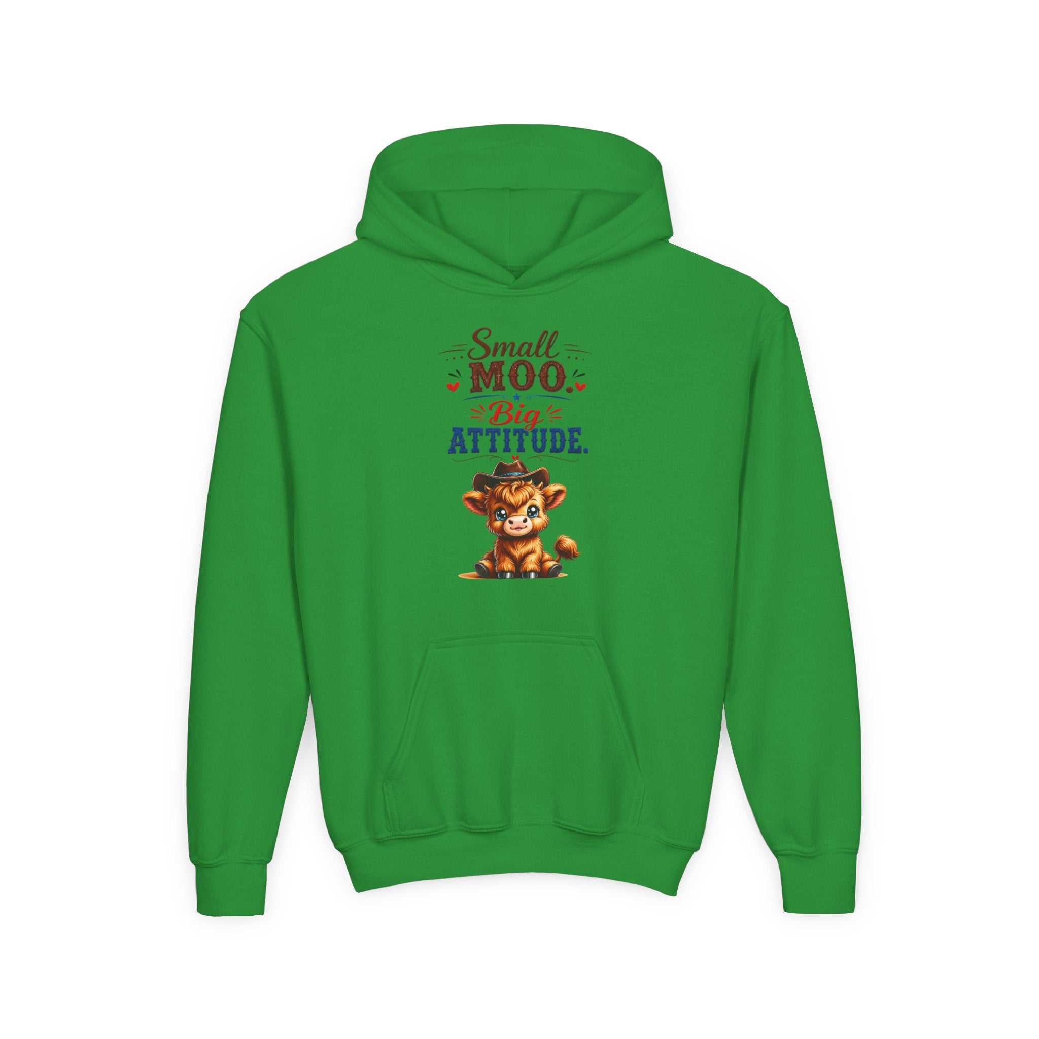 Small Moo Big Attitude Youth Heavy Blend Hooded Sweatshirt