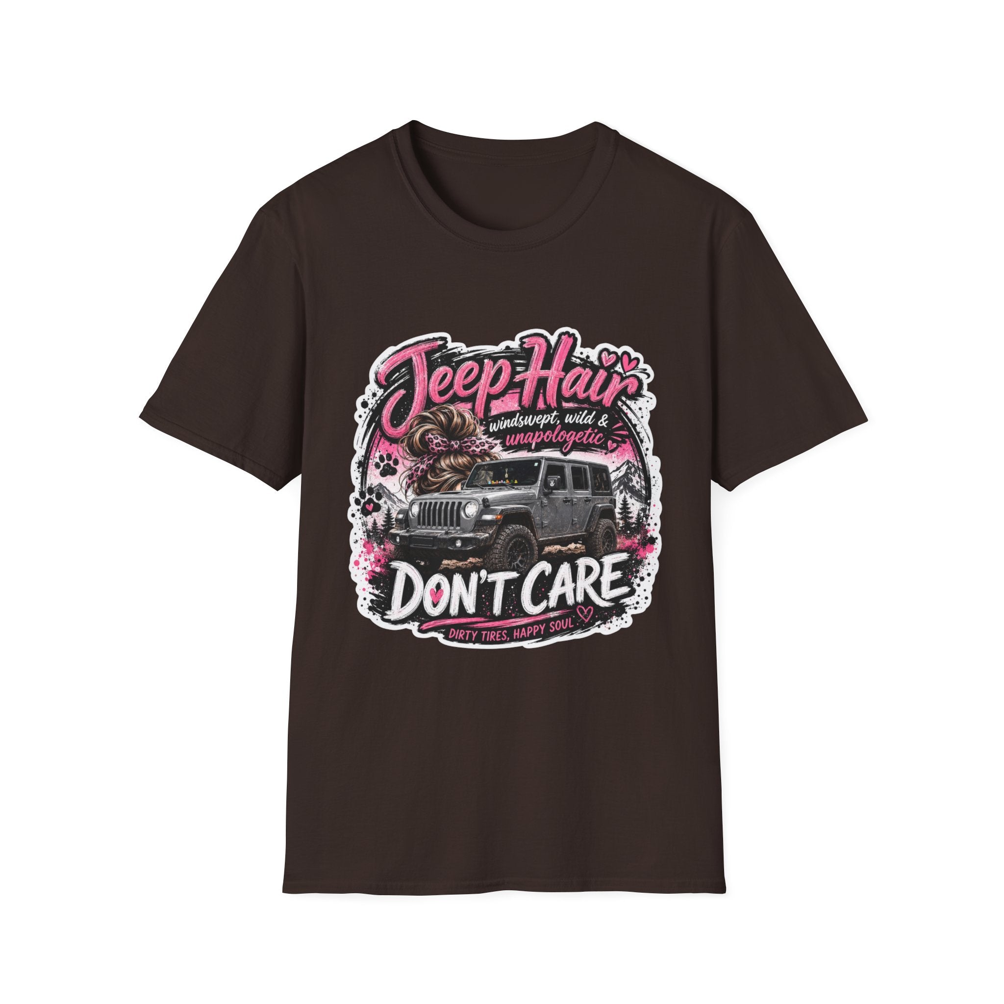 Jeep Hair Don't Care (Pink) Unisex Softstyle T-Shirt