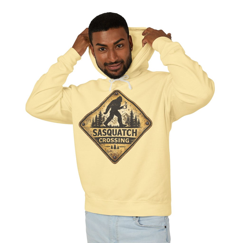 Sasquatch Crossing Hoodie – Vintage Bigfoot Forest Sign Sweatshirt