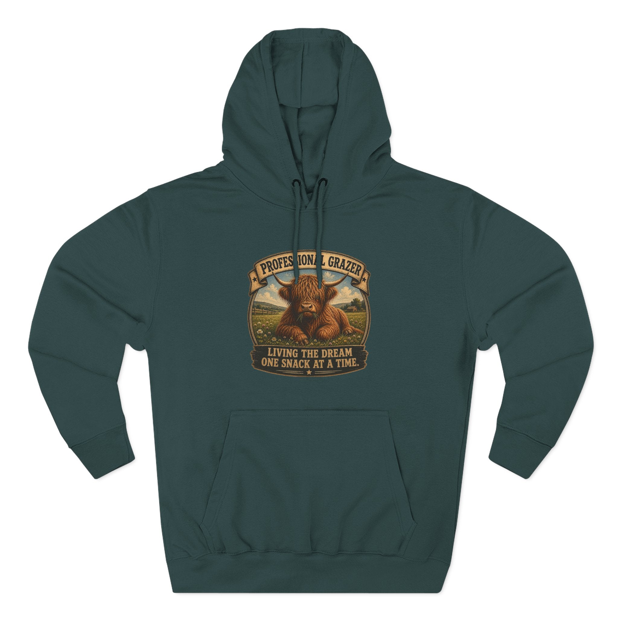 Professional Grazer Highland Cow Three-Panel Fleece Hoodie