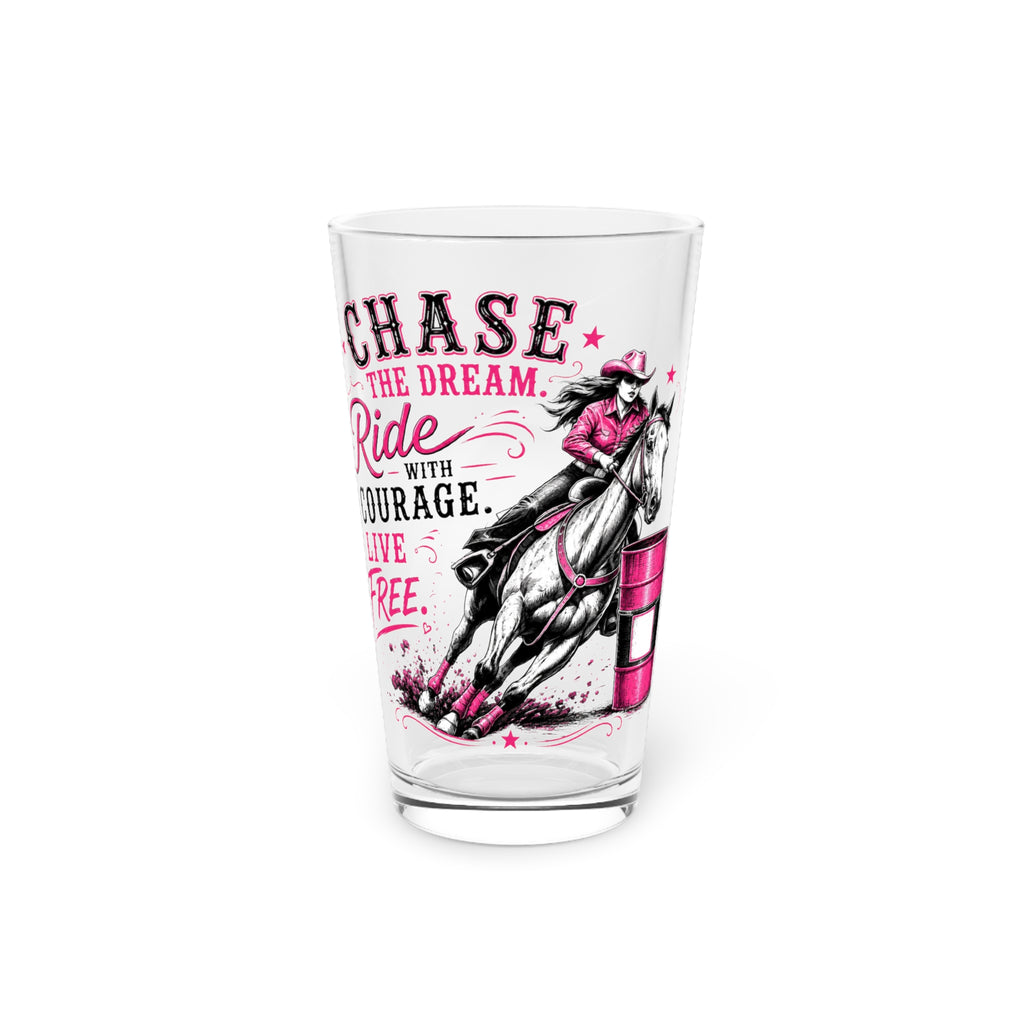 Chase the Dream Horse Pink Pint Glass, 16oz