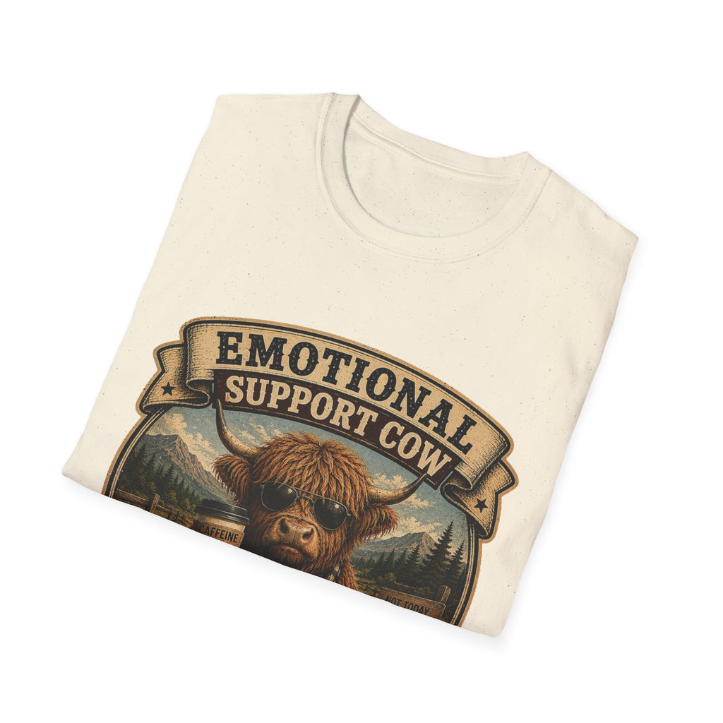 Emotional Support Cow - Highland Cow Unisex Softstyle T-Shirt
