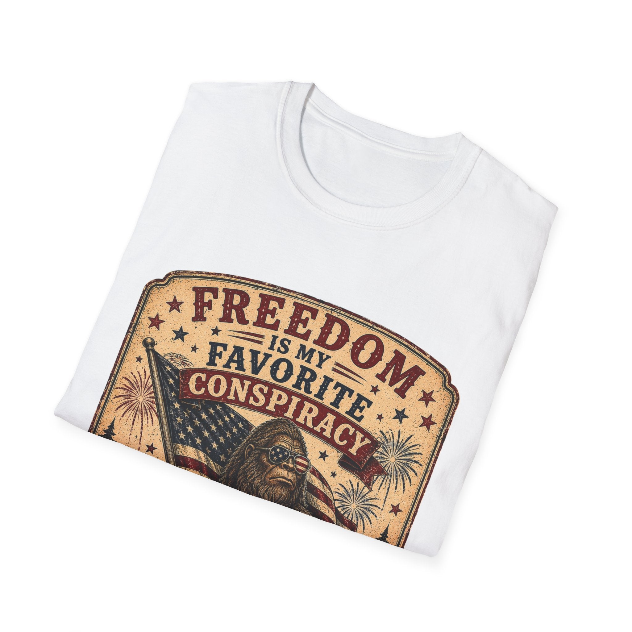 Freedom Is My Favorite Conspiracy T-Shirt — Vintage American Flag Design