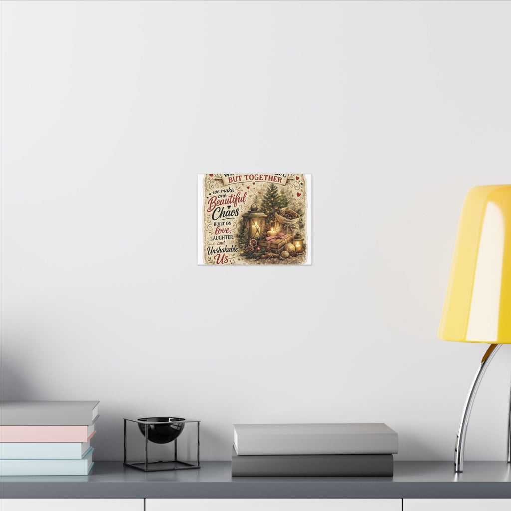 Christmas Family Canvas Wall Art — "We Aren't Perfect But Together" Holiday Decor
