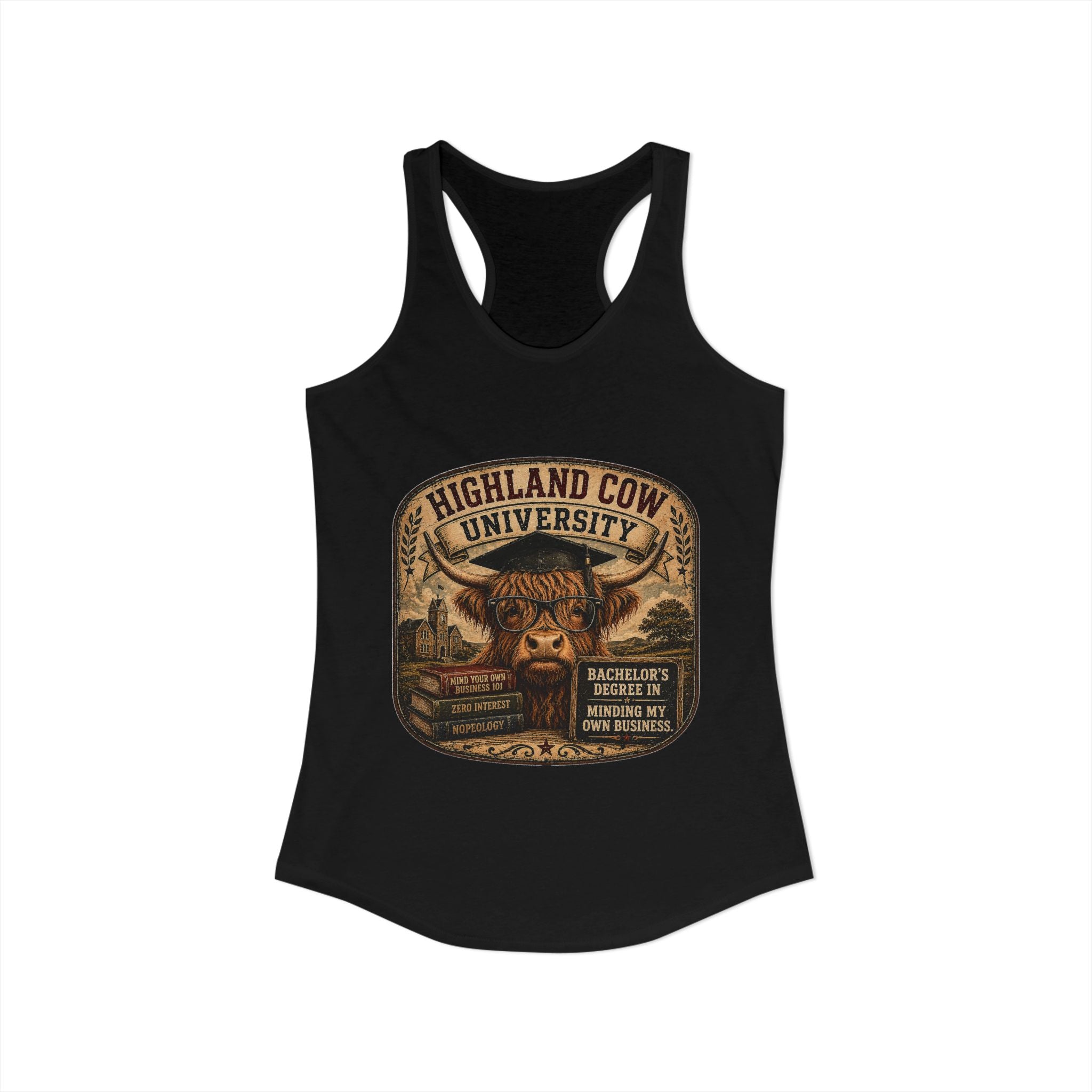 Highland Cow University Women's Ideal Racerback Tank
