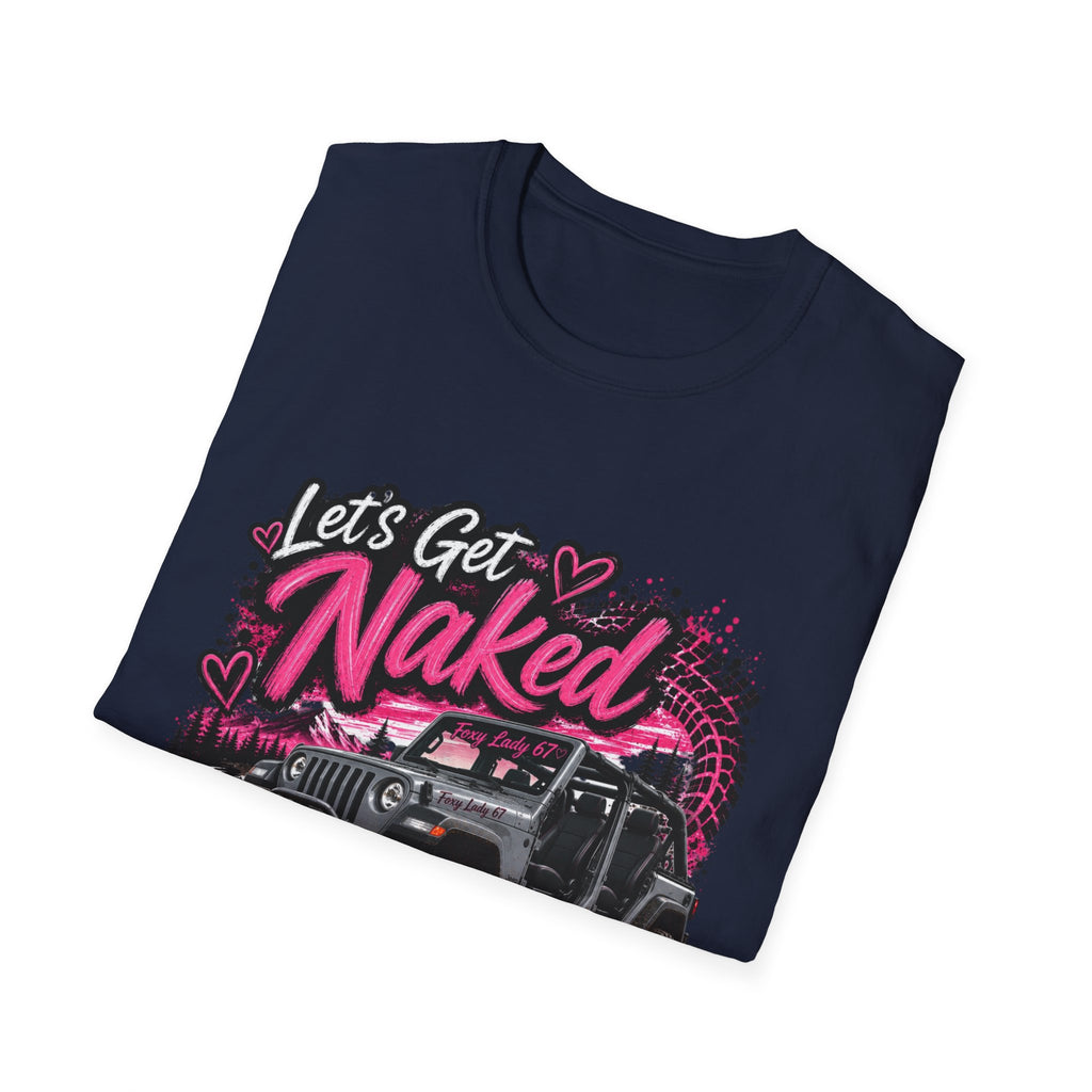 Jeep 'Let's Get Naked' Graphic T-Shirt — (Pink) Funny Off-Roading Top