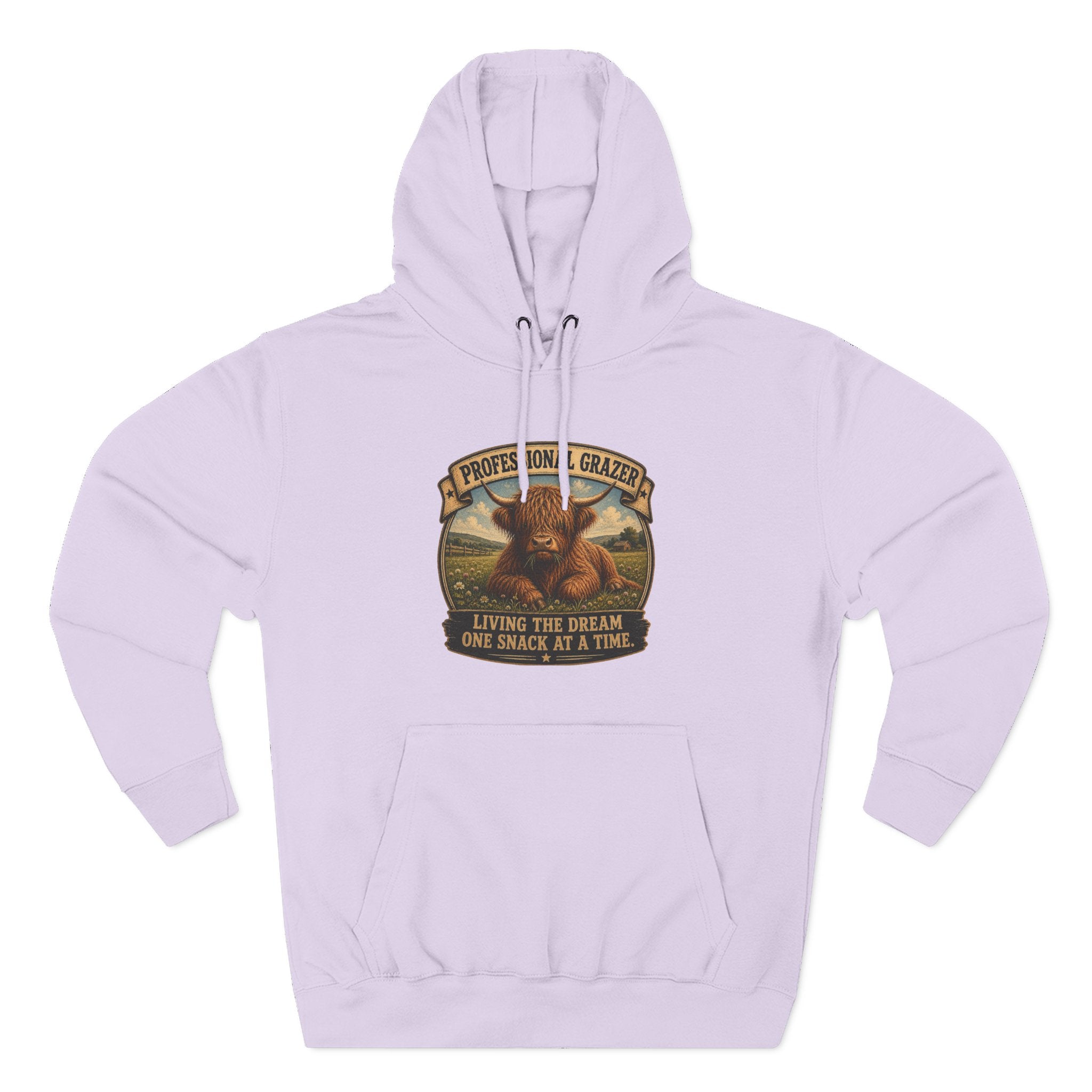 Before and After Coffee Highland Cow Three-Panel Fleece Hoodie
