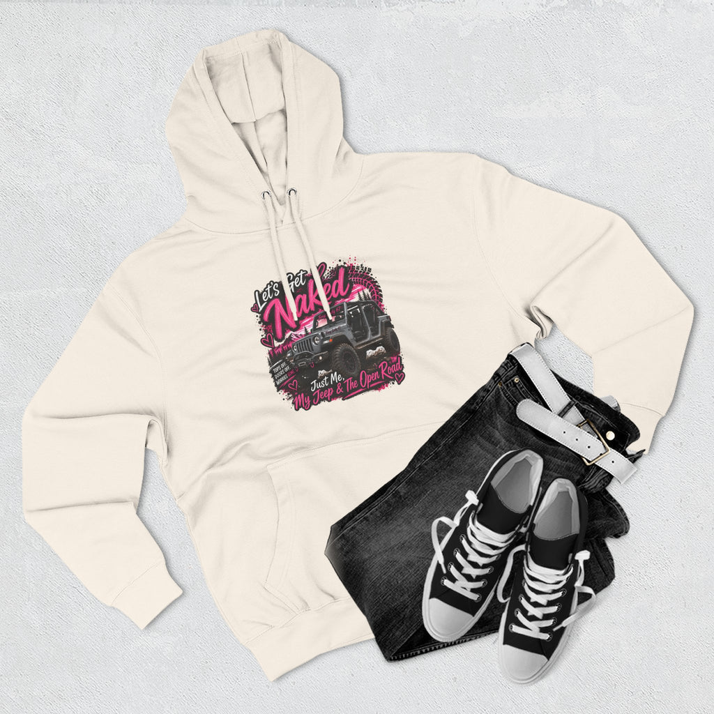 Jeep 'Let's Get Naked' Graphic Hoodie — (Pink) Off-Road Adventure Pullover
