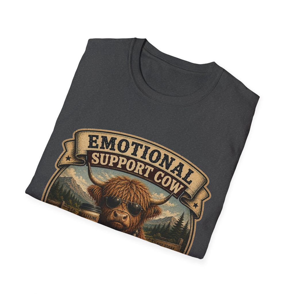 Emotional Support Cow - Highland Cow Unisex Softstyle T-Shirt