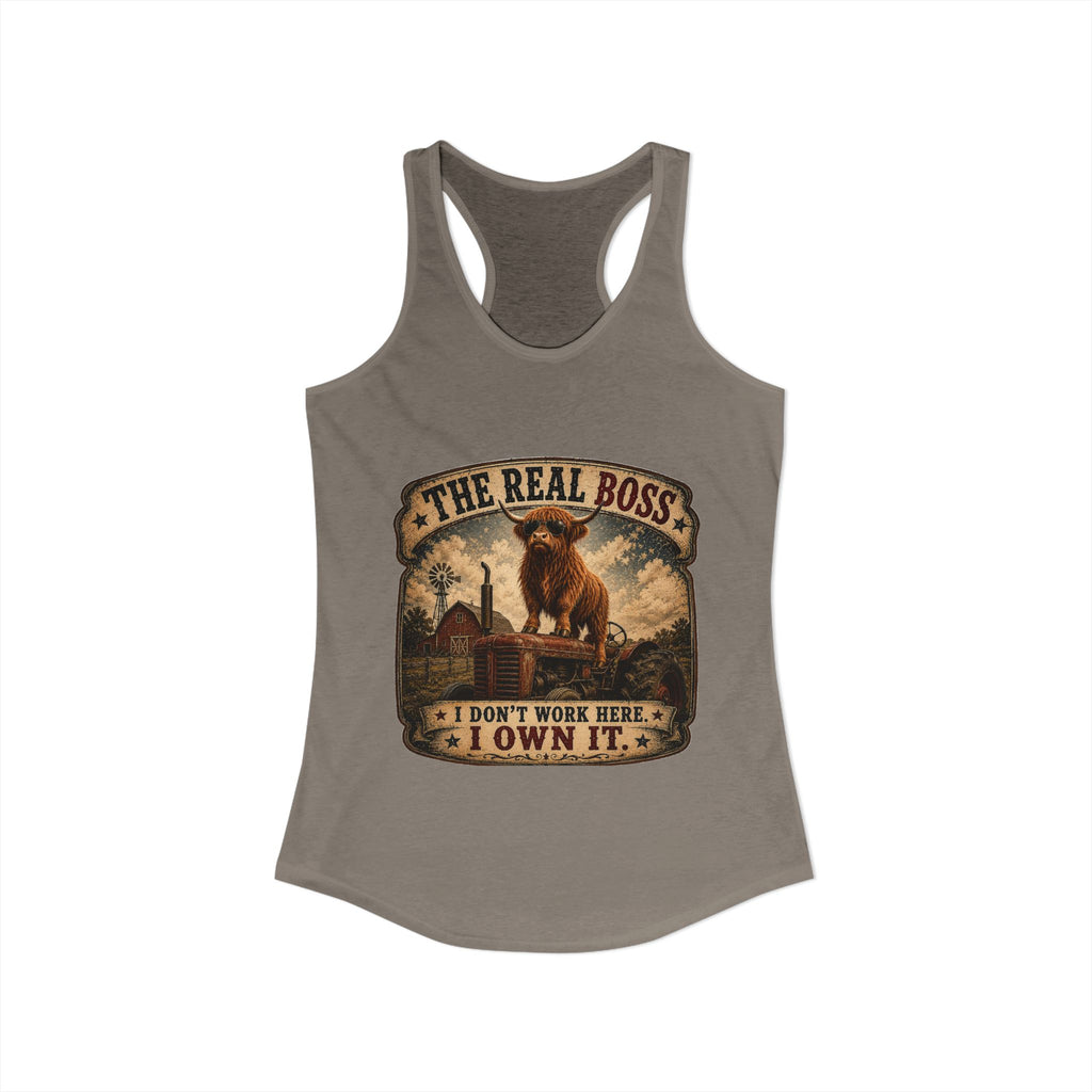 The Real Boss Highland Cow Women's Ideal Racerback Tank