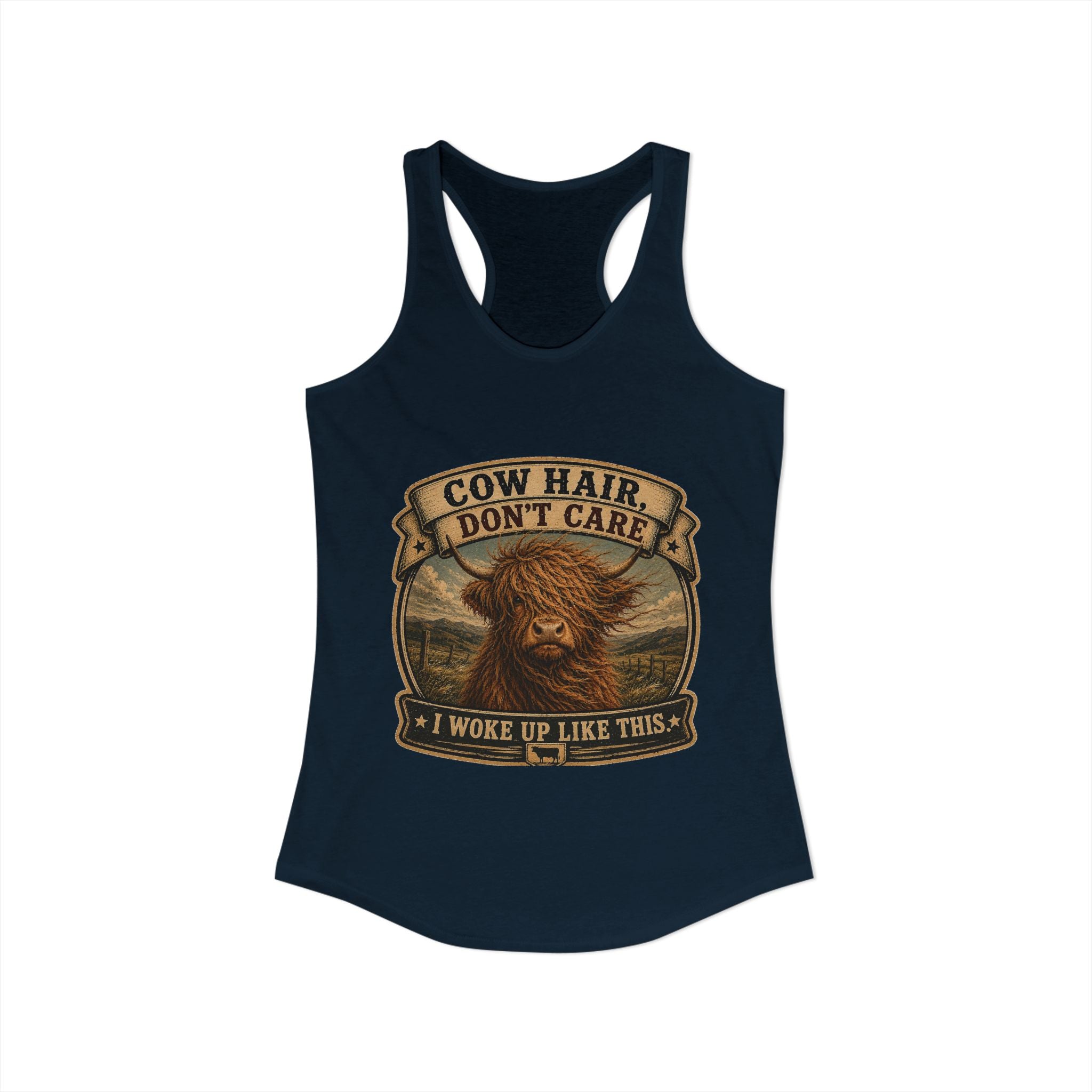 Cow Hair Don't Care Women's Ideal Racerback Tank