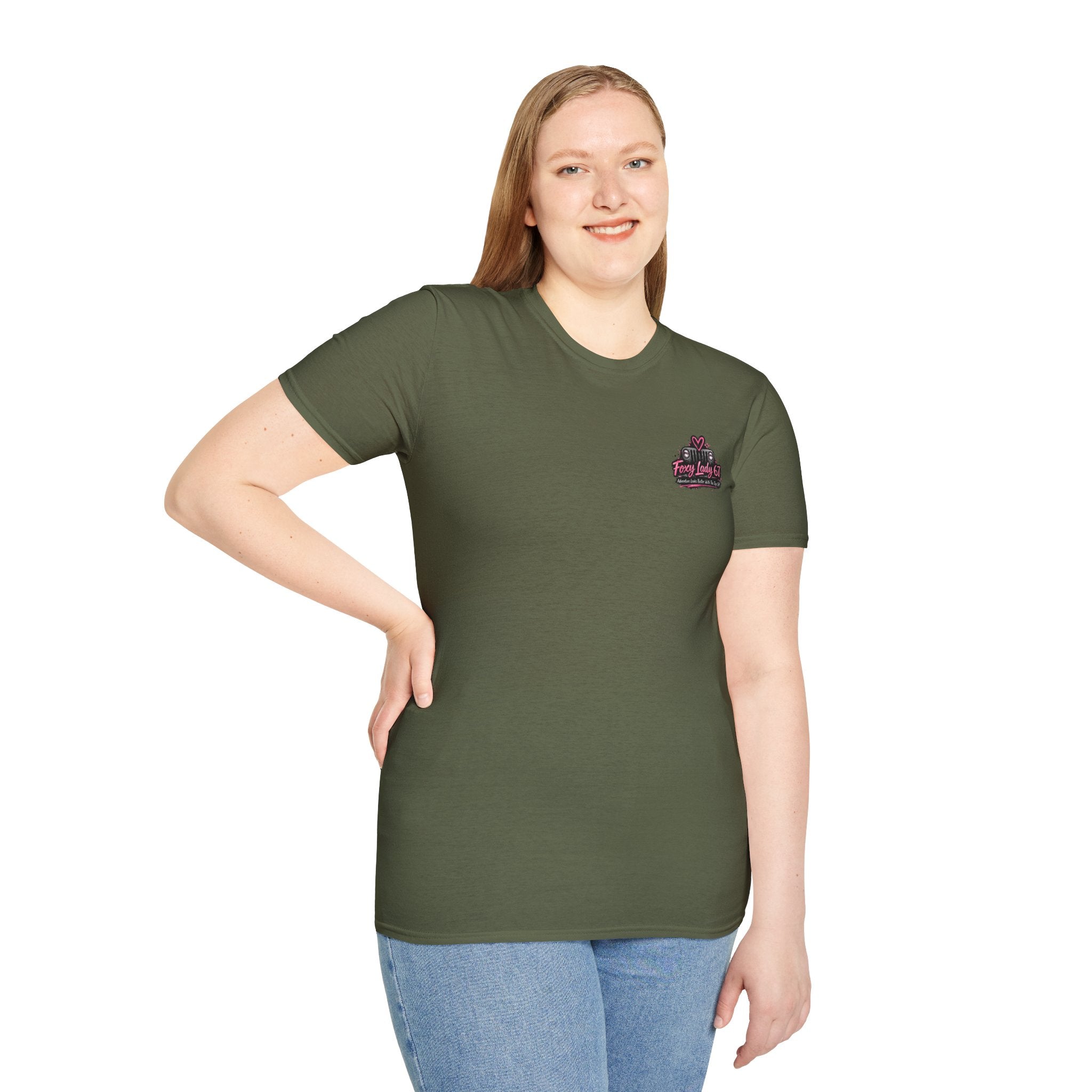 Lets Get Naked Jeep (design on front and back) Softstyle T-Shirt