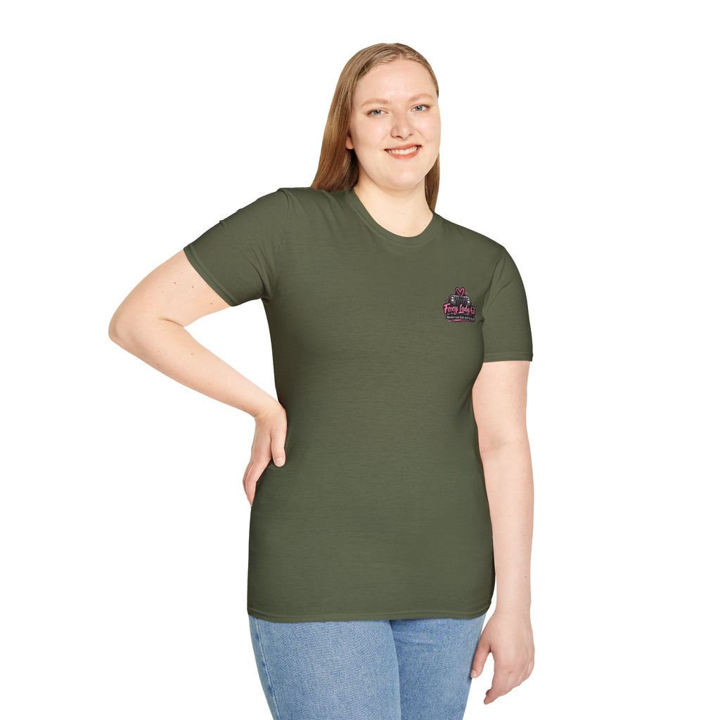 Lets Get Naked Jeep (design on front and back) Softstyle T-Shirt