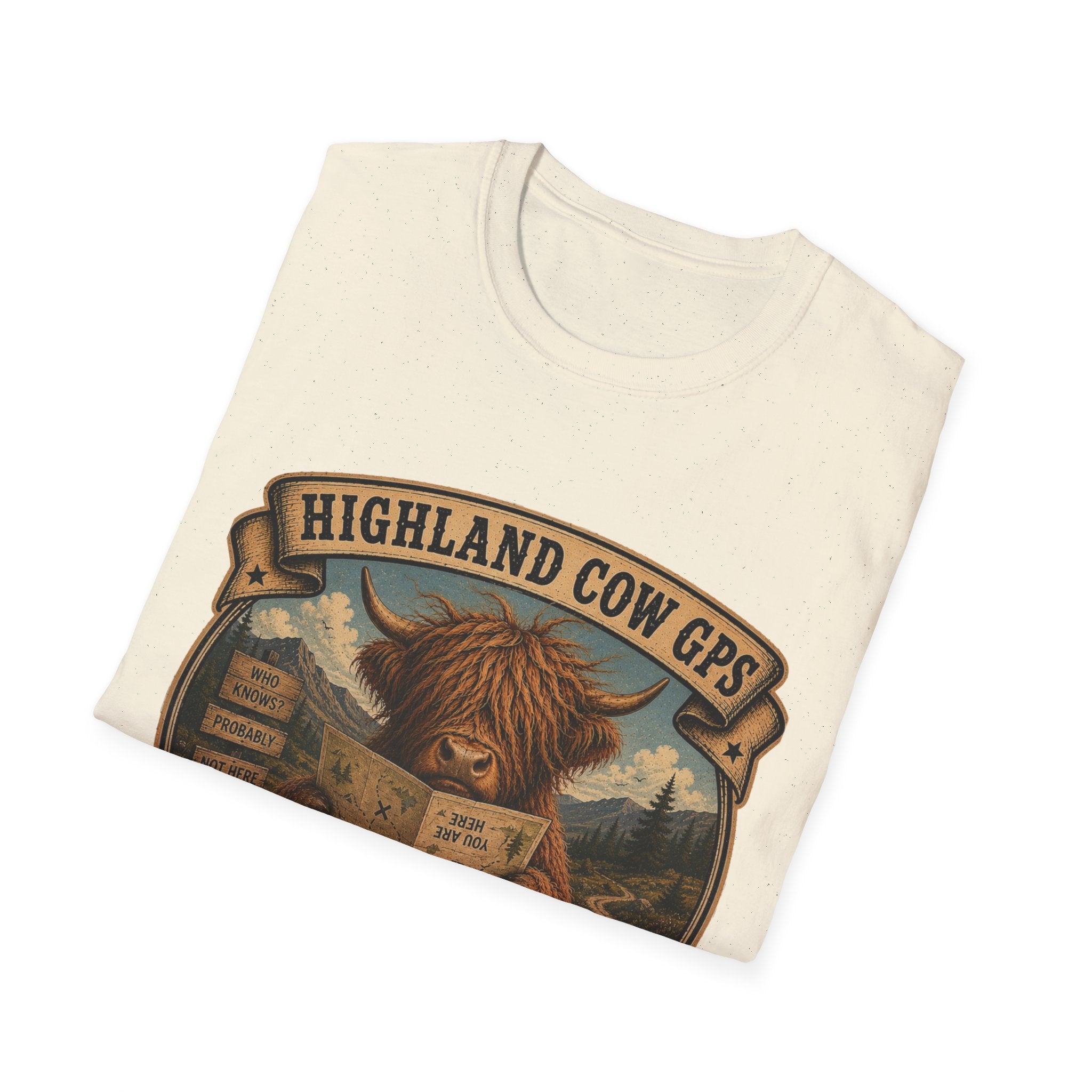 Highland Cow GPS Unisex Softstyle T-Shirt