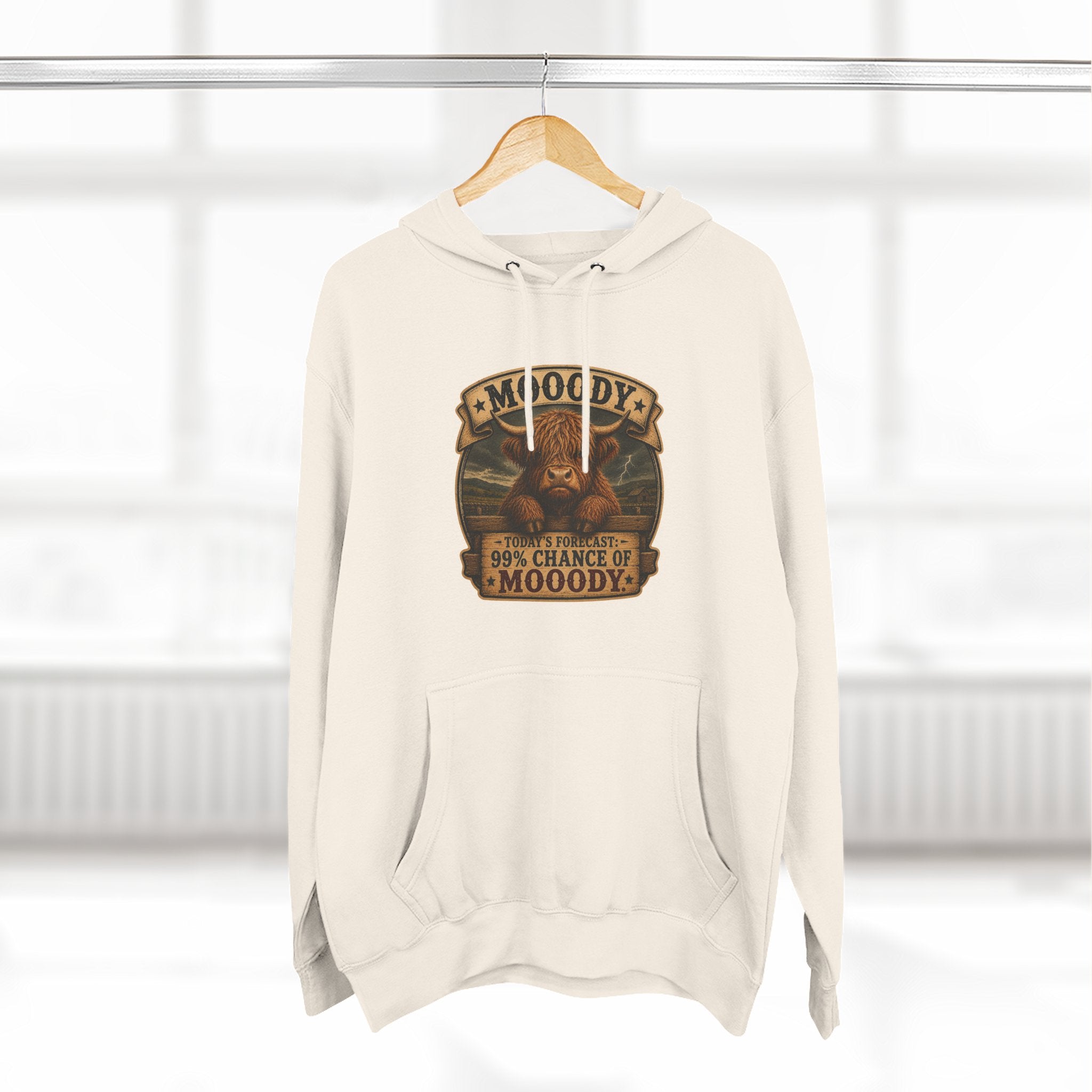 Moody Today's Forecast Highland Cow Three-Panel Fleece Hoodie
