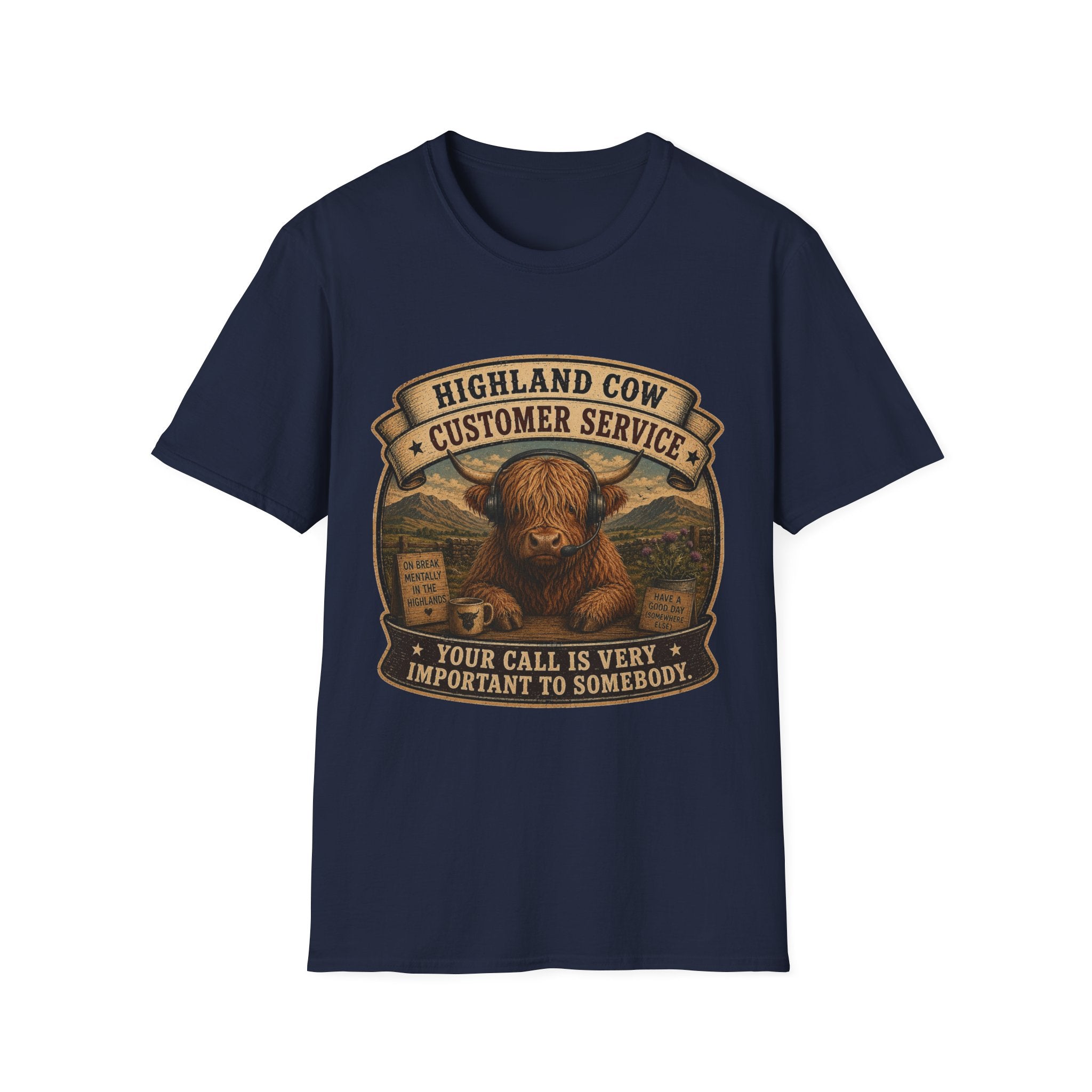 Highland Cow Customer Service Unisex Softstyle T-Shirt