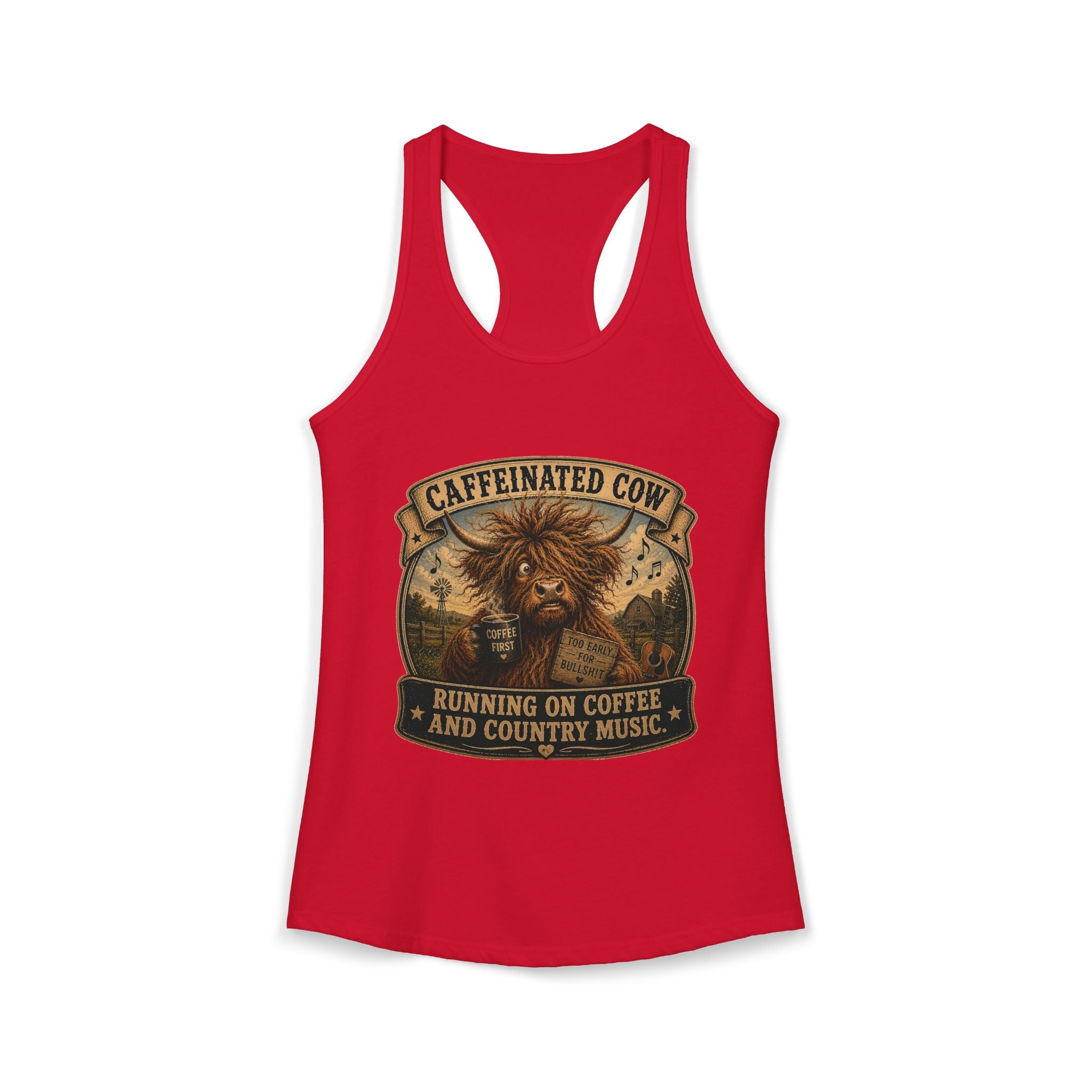 Caffeinated Cow Women's Ideal Racerback Tank