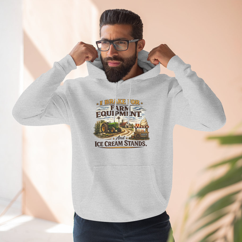 Farm Equipment & Ice Cream Stands Hoodie - Vintage Country Farming Graphic Hoodie