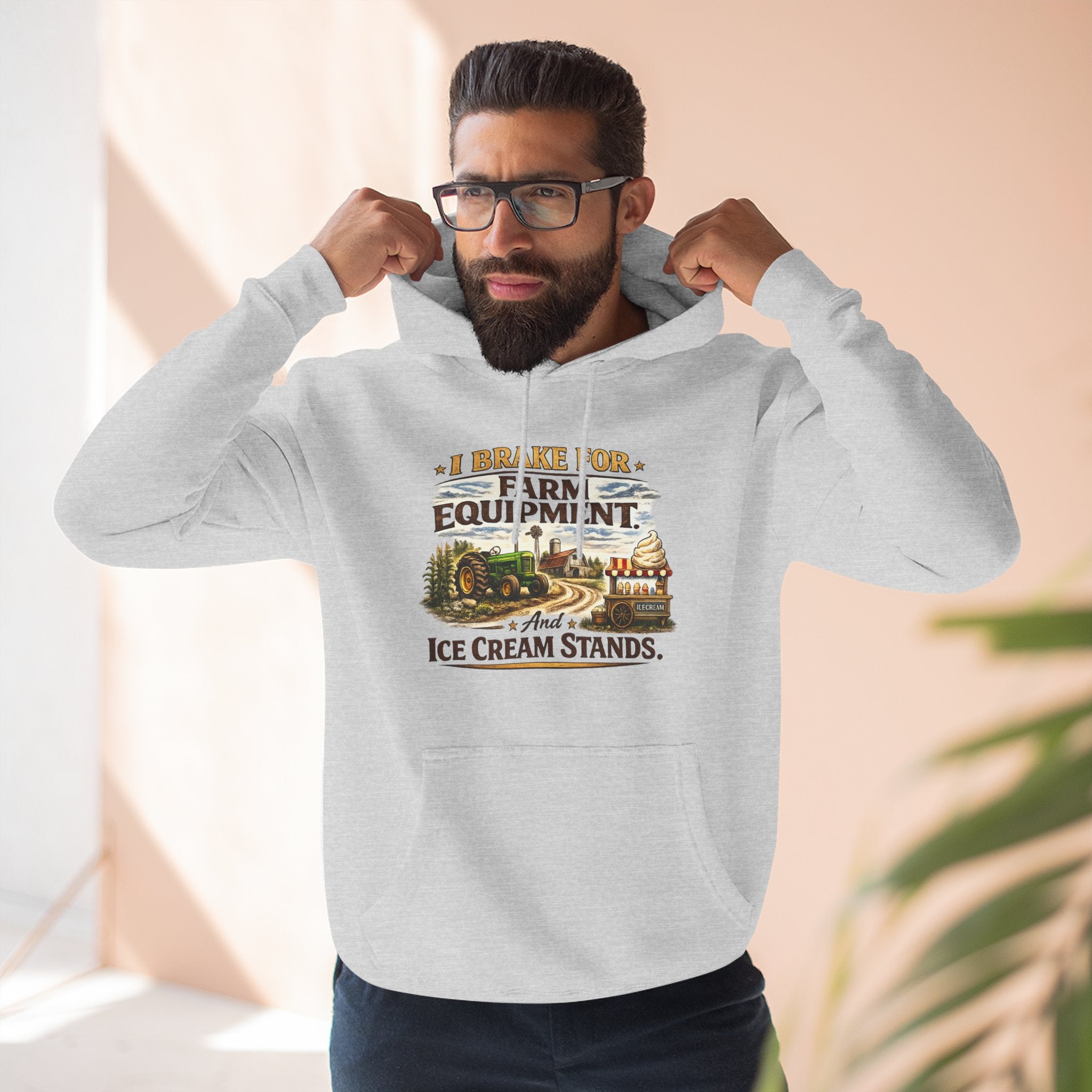 Farm Equipment & Ice Cream Stands Hoodie - Vintage Country Farming Graphic Hoodie
