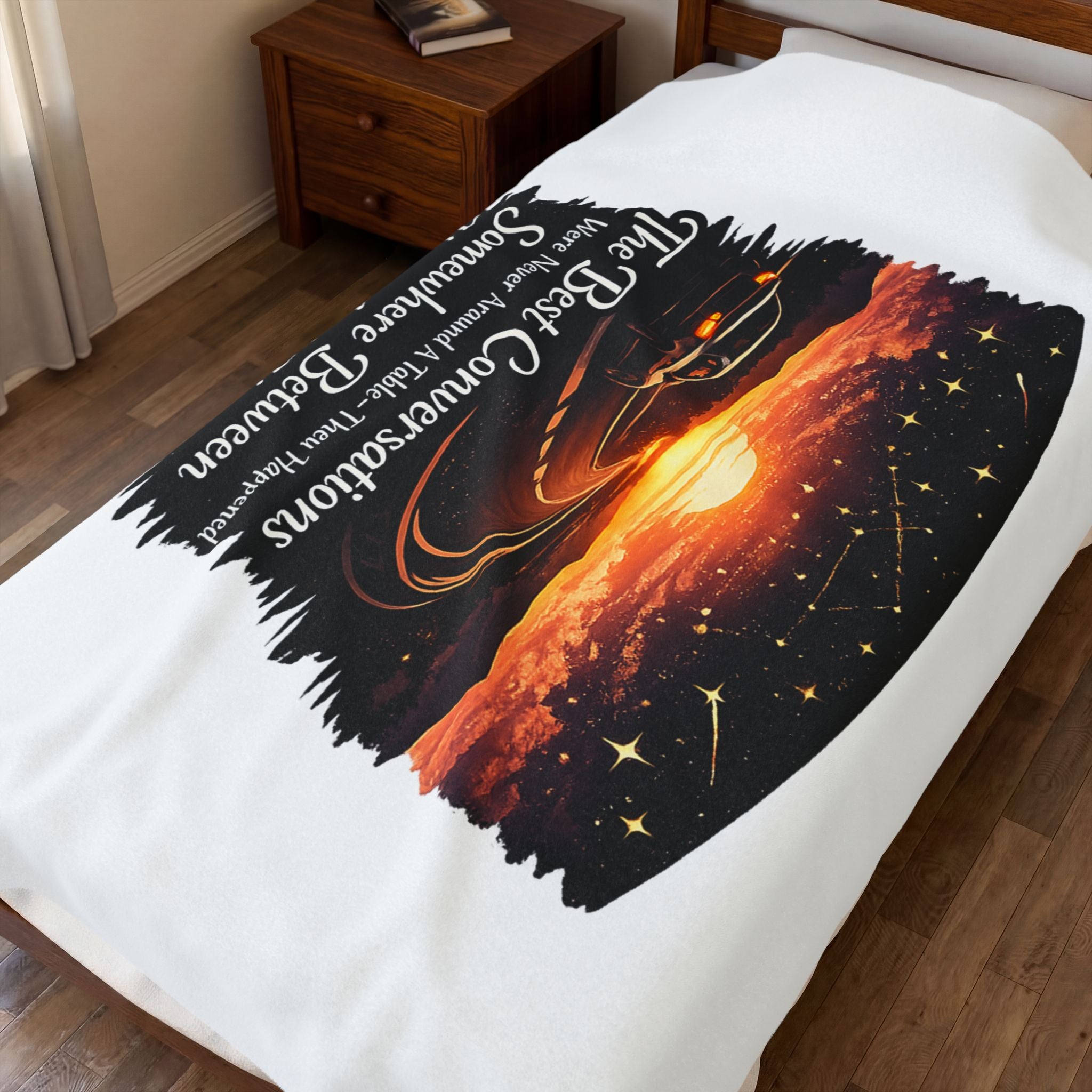 “The Best Conversations Happen Somewhere Between Here And Home” Sunset Cabin Throw — Plush Blanket